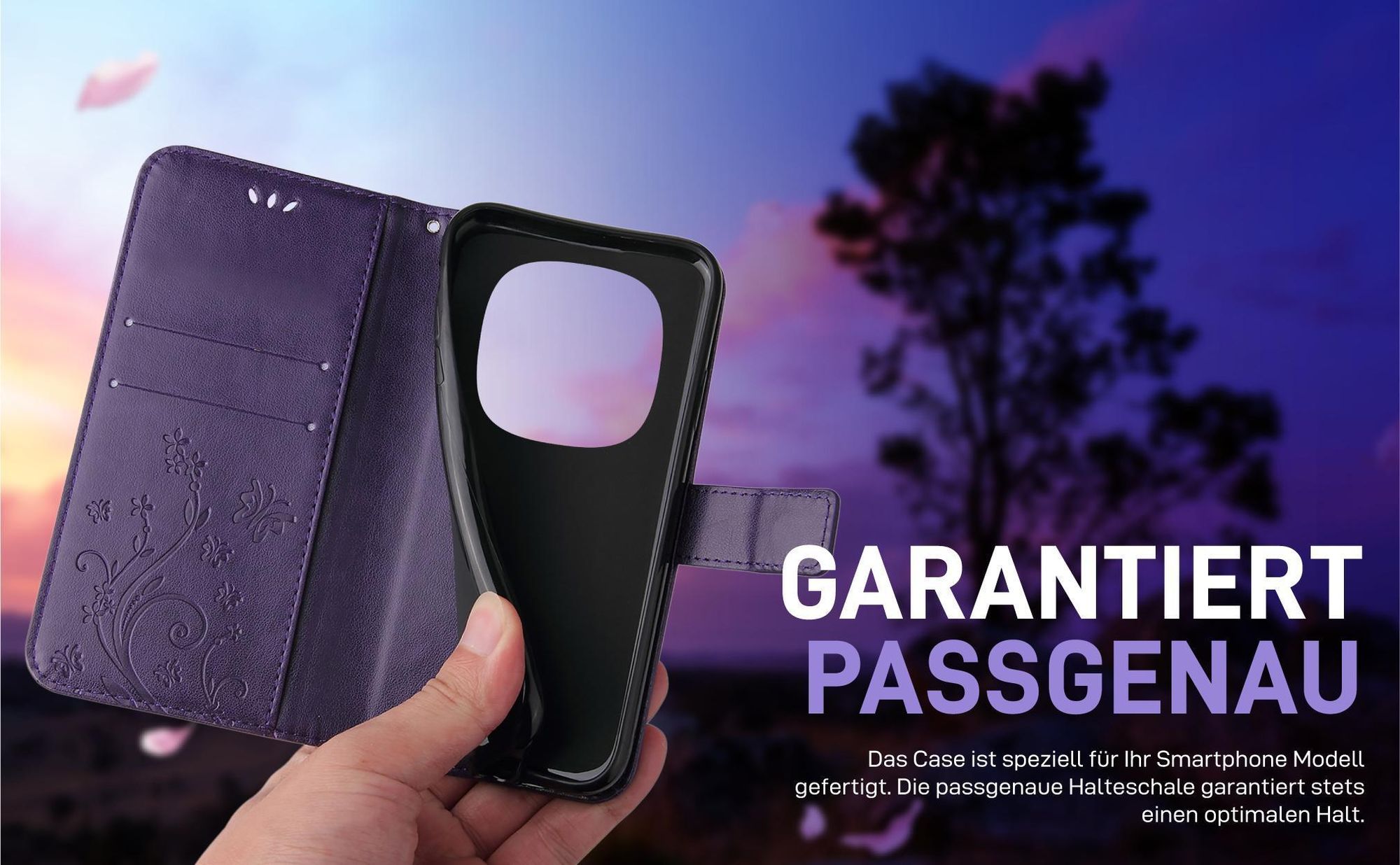 Violette Klapphülle für Xiaomi Redmi Note 14 Pro mit präziser Passform und sicherem Halt
