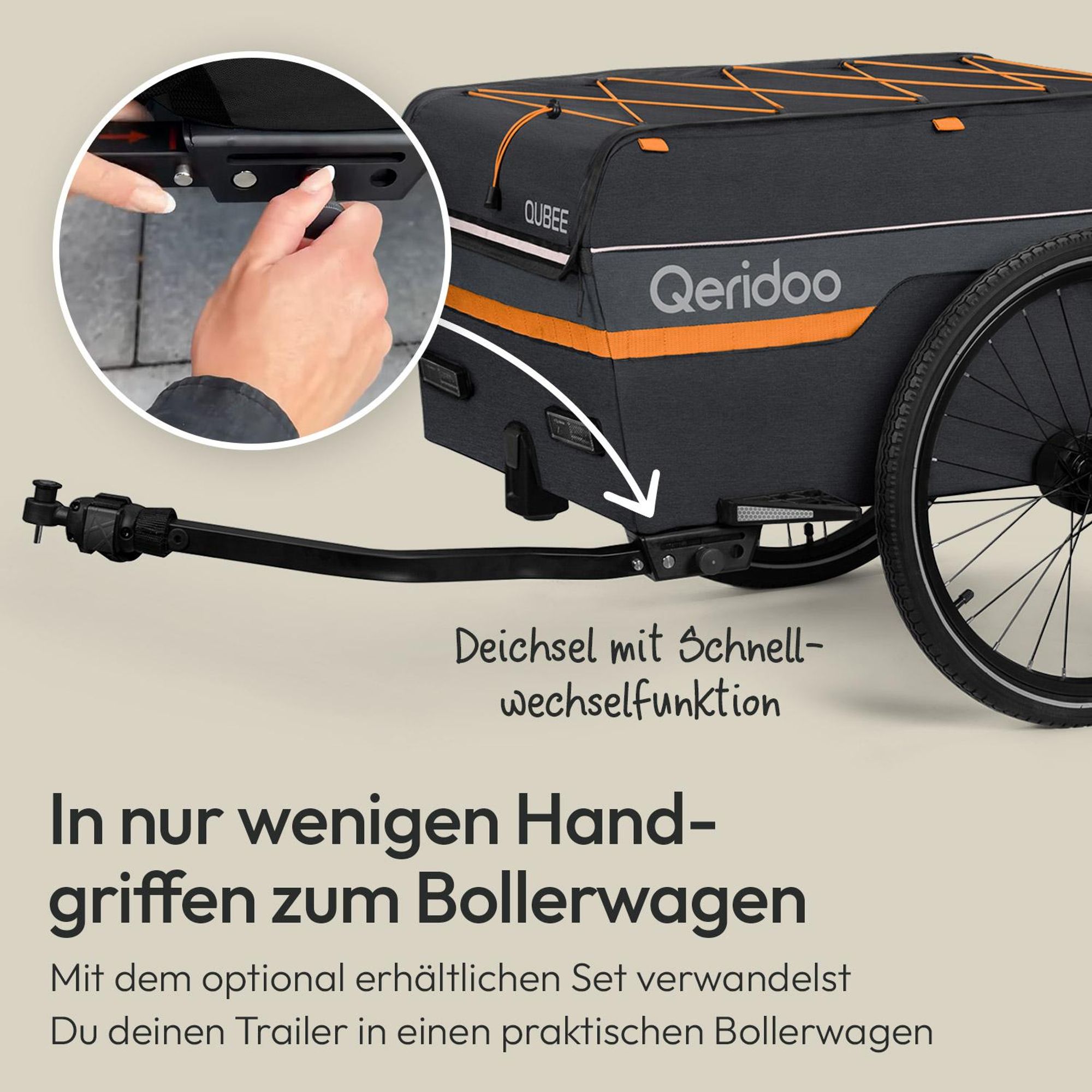 Qeridoo Qubee Cargo / Lastenanhänger, Farbe: Grey