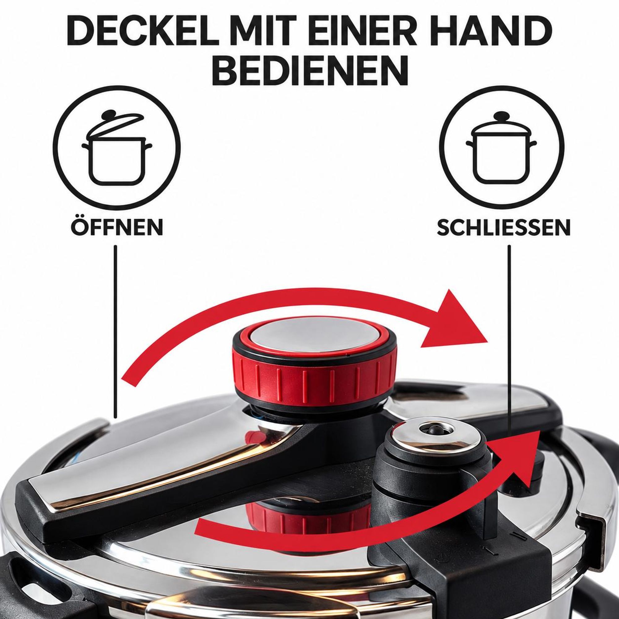 Royal Swiss 6L Schnellkochtopf – Edelstahl, Ø 24 cm, Induktion, 6-fach sicher
