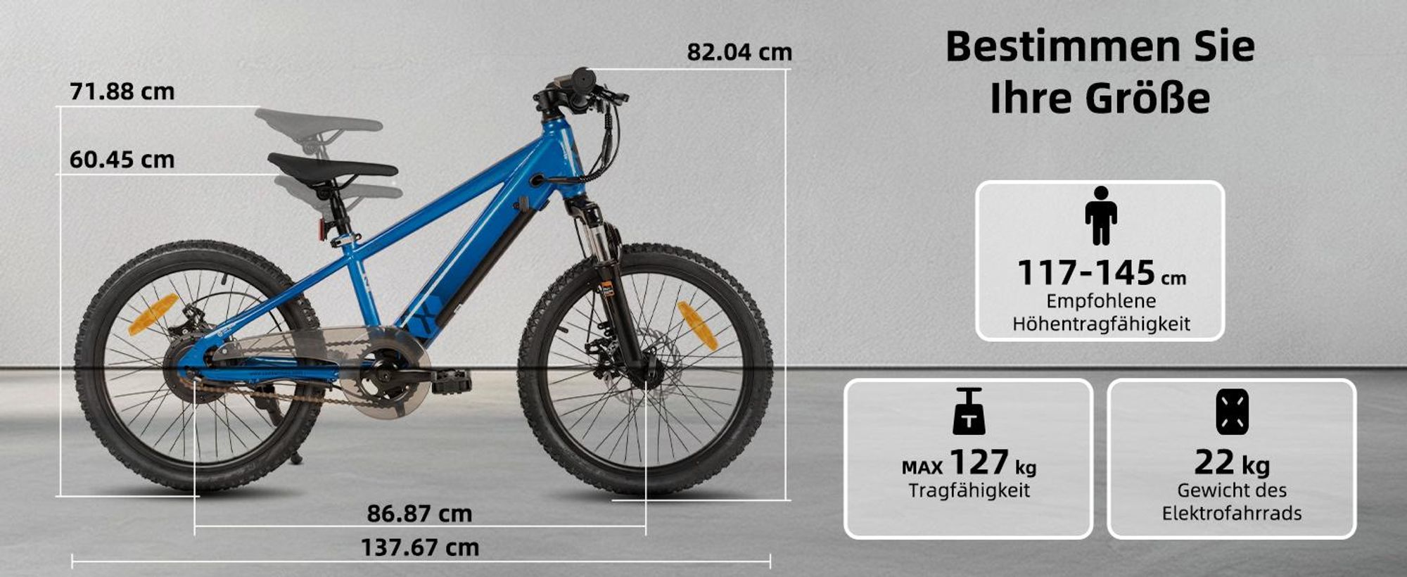 JOYSTAR Elektrofahrrad für Kinder und Jugendliche ab 7 Jahren mit bürstenlosem 250W Motor, 20 km/h elektrisches Mountainbike mit herausnehmbarem Akku