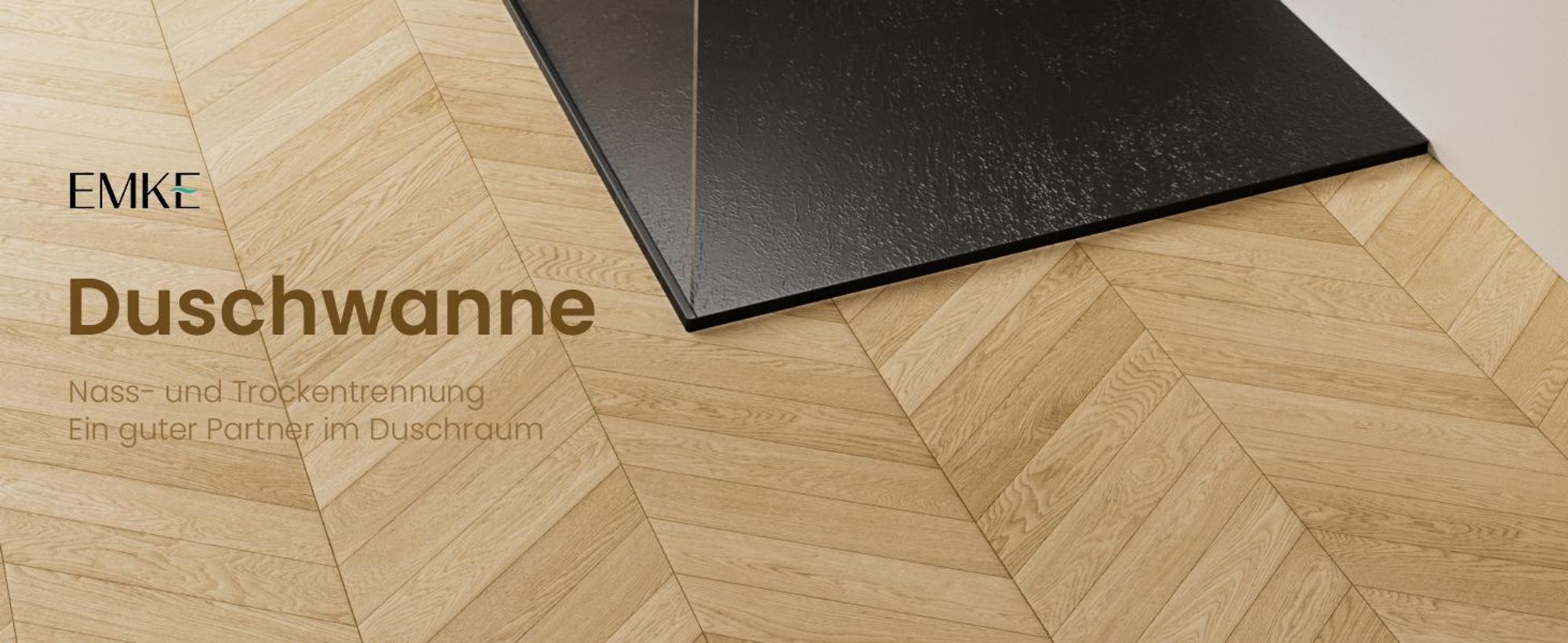 EMKE Duschwanne Flach Quadratisch 90x90cm Duschtasse mit Rutschfeste Struktur in Schwarz Steinoptik