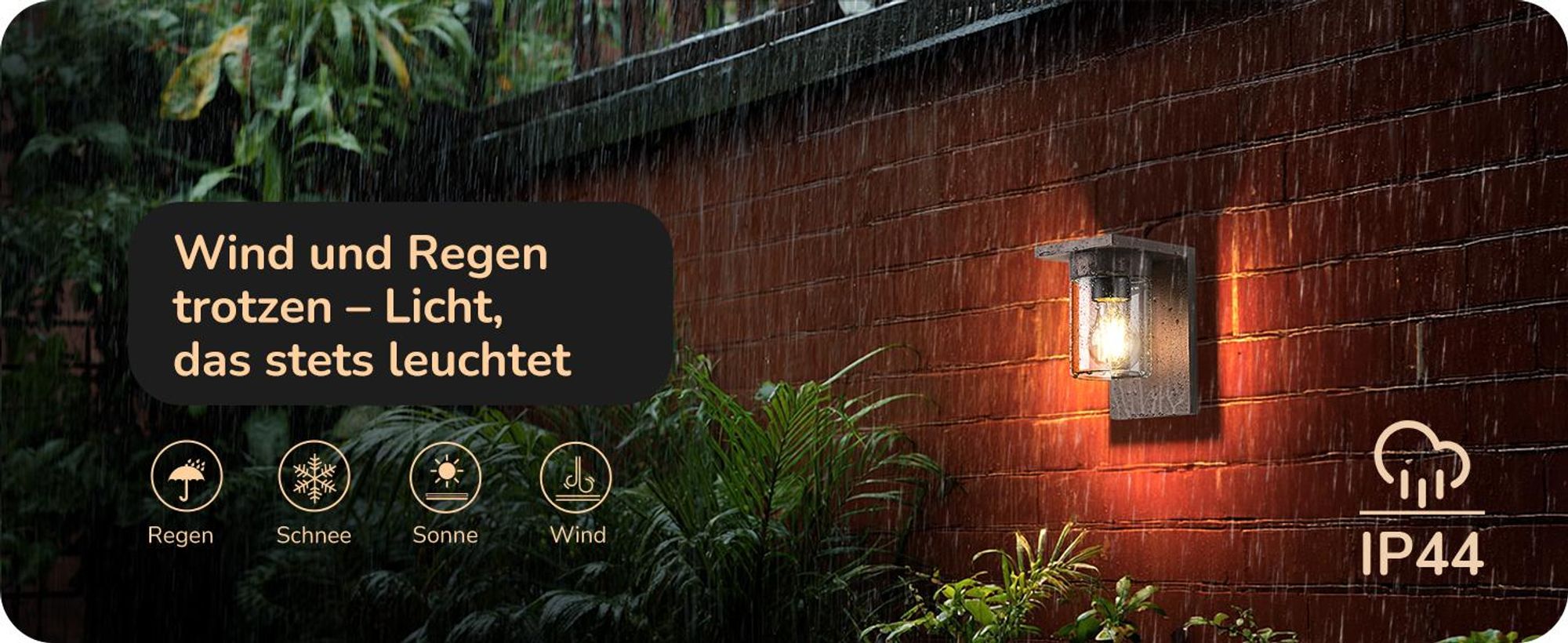 EDISHINE Wandleuchte Außen,Wandlampe E27 max. 15W, IP44 Außenleuchte, Anthrazit