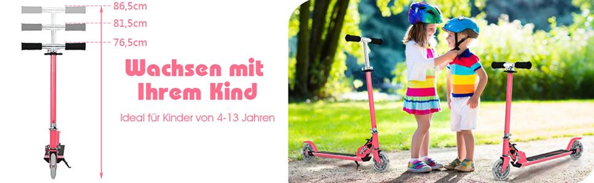 COSTWAY Kinder Roller mit LED Rädern, Cityroller höhenverstellbar, Kinder Scooter für Kinder ab 4+, Kinder Kickscooter, Tretroller für Junge & Mädchen