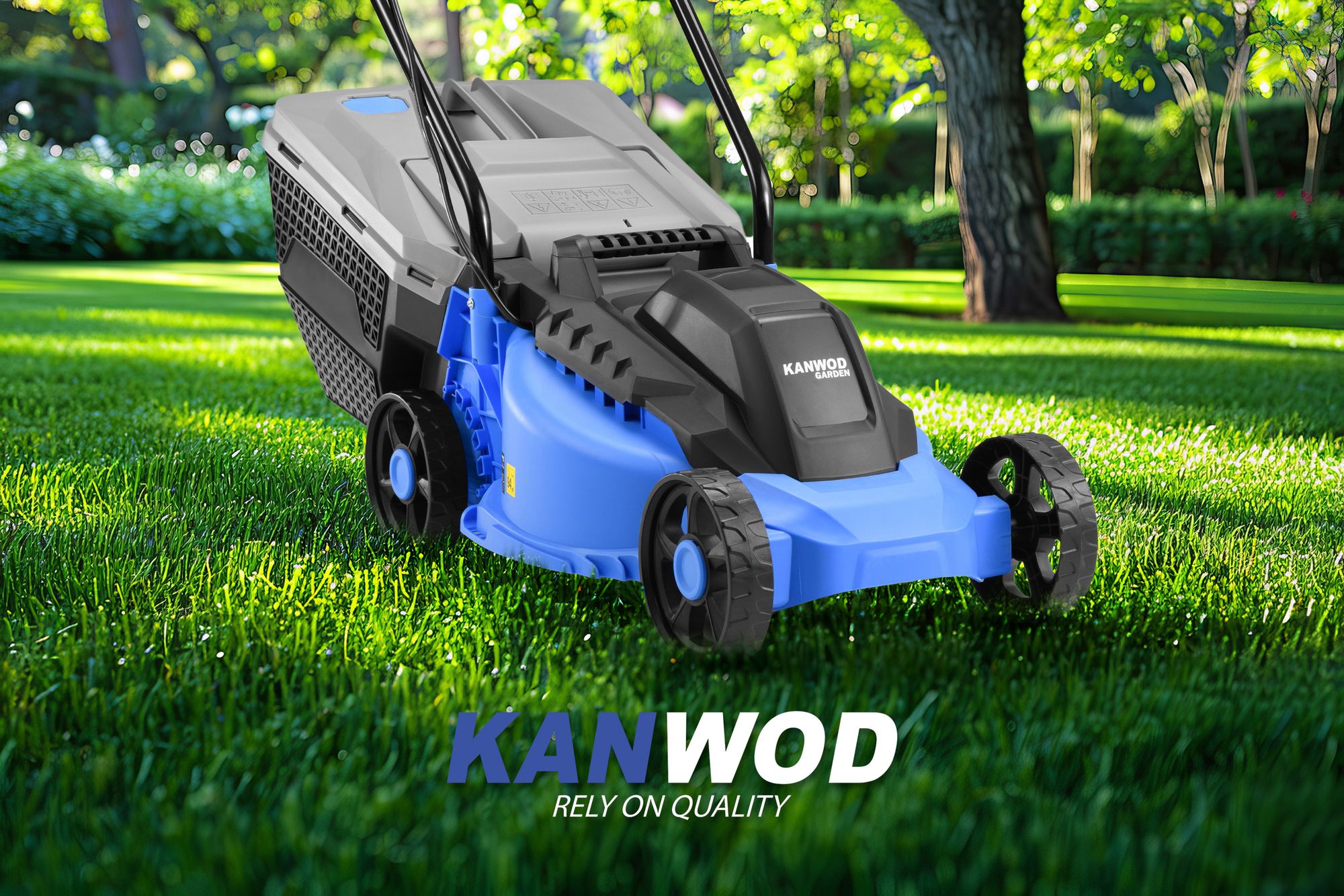 Kanwod elektro Rasenmäher 1200 W mit 32 cm Schnittbreite, 30 L Korb, 3-stufige Schnitthöhenverstellung 30/50/70mm, für Rasenflächen bis 500 m²