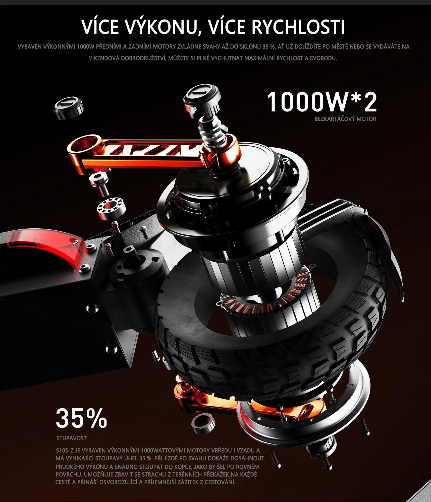 JOYOR S10-S-Z 2025 Elektrokoloběžka - 2×1000W 60V18AH Skládací Bezpečný se Směrovými Světly Barevný HD Displej - Černá