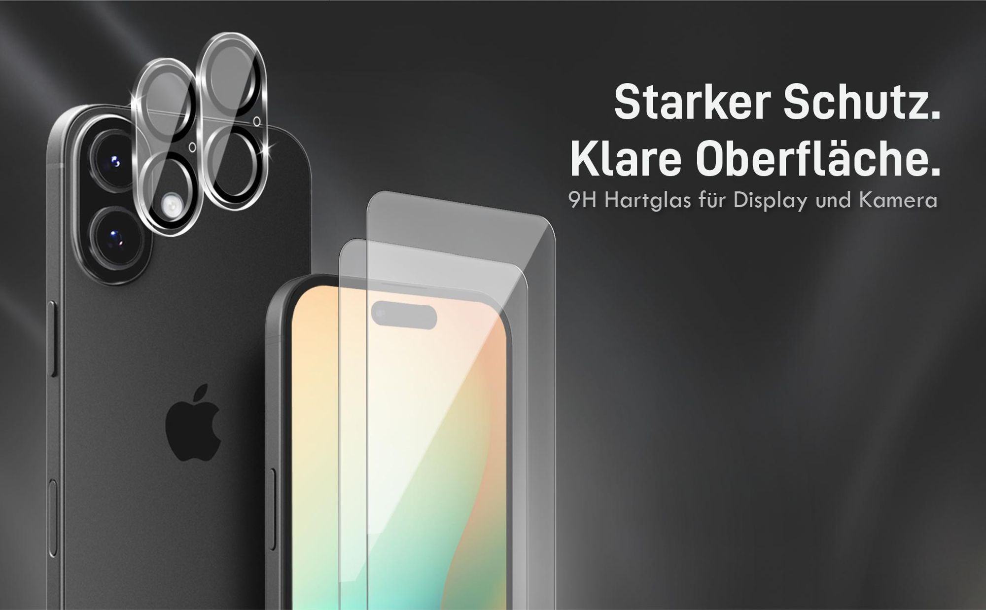 Kamera + Display Glas Set für Apple iPhone 16 kompatibel mit allen gängigen Hüllen