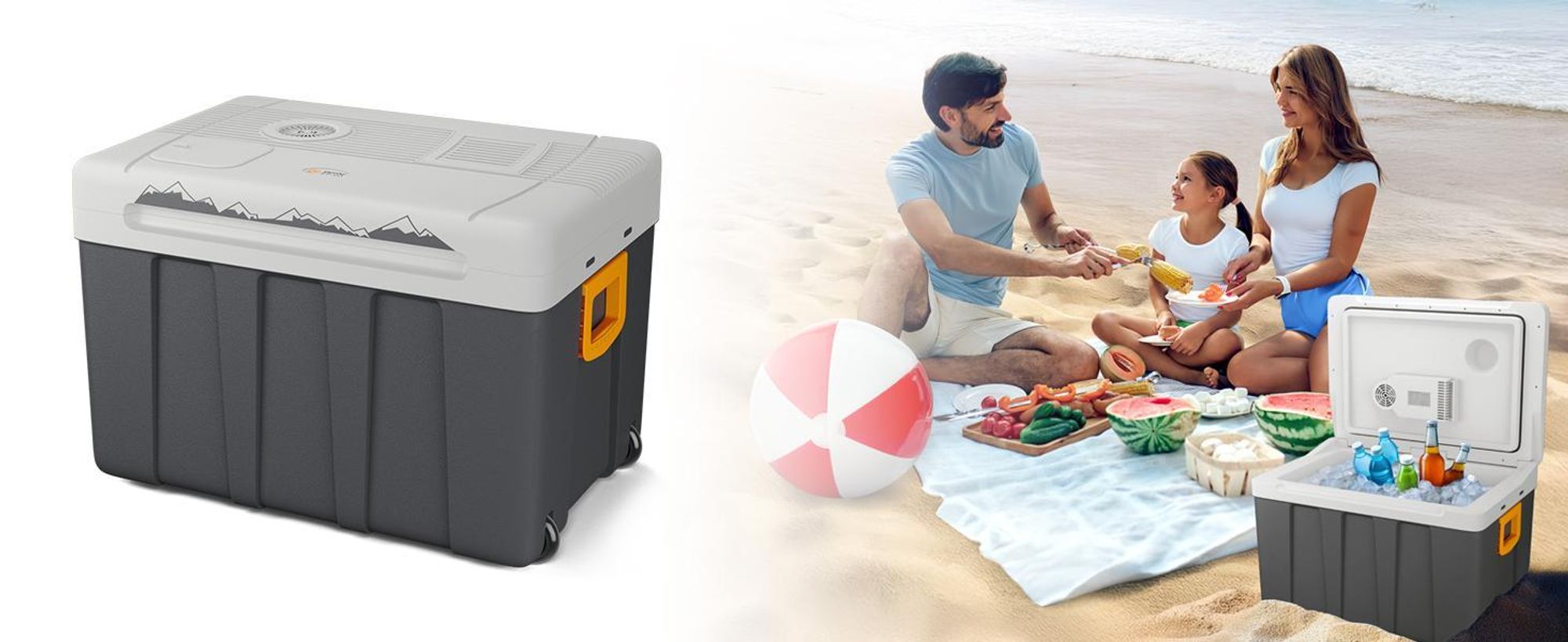 Elektrická chladiaca taška PEME Ice-on 50 l – napájanie z auta a zo zásuvky, kempingová chladnička, cestovná chladnička, karavan, kolieska, taška na udržanie teploty, outdoor