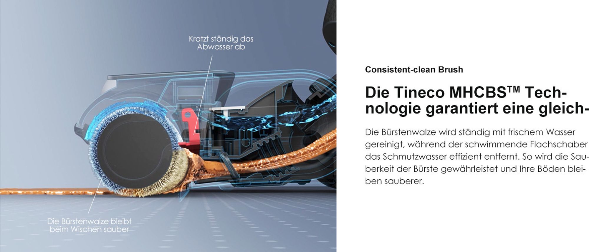 Gleichmäßig saubere Bürste
