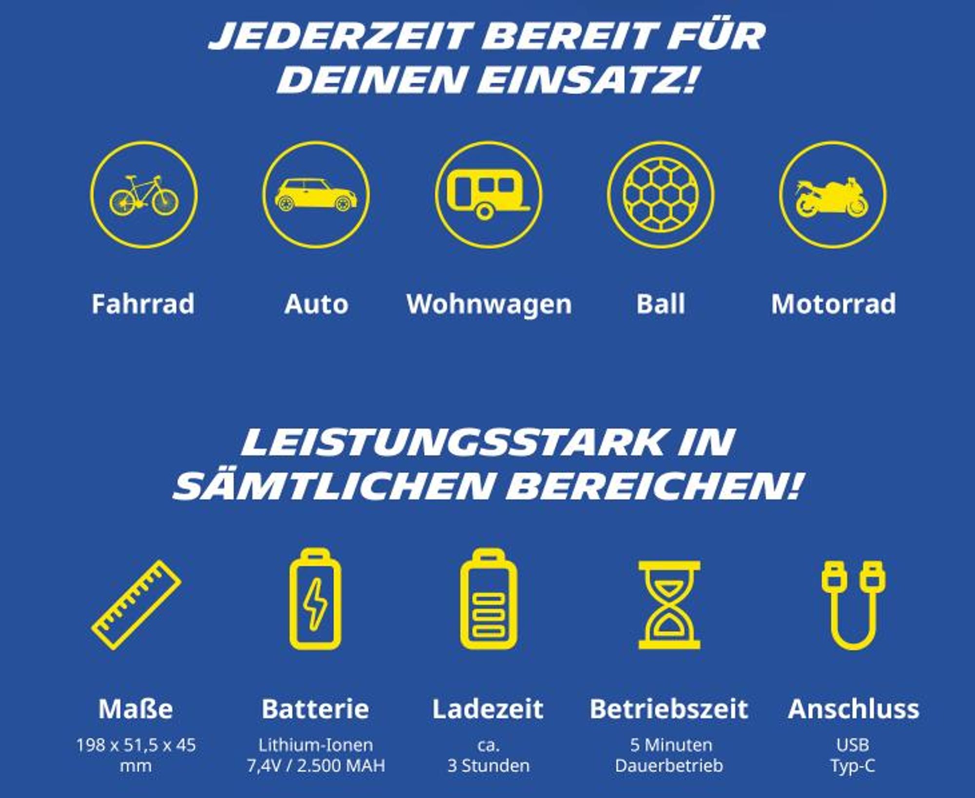 MICHELIN Air Power Mini 1 Akku-Kompressor 9,9 bar mit Digitaldisplay