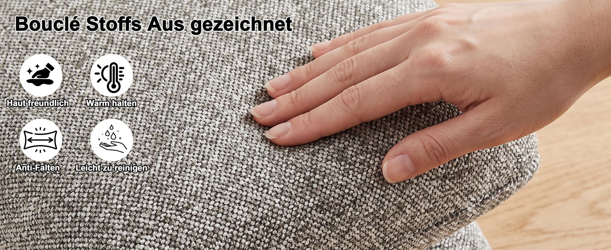 Duhome Sitzhocker aus Bouclé Polsterhocker 360° Drehbar Ottoman Modern Fußhocker für Wohnzimmer Schlafzimmer Flur, Grau