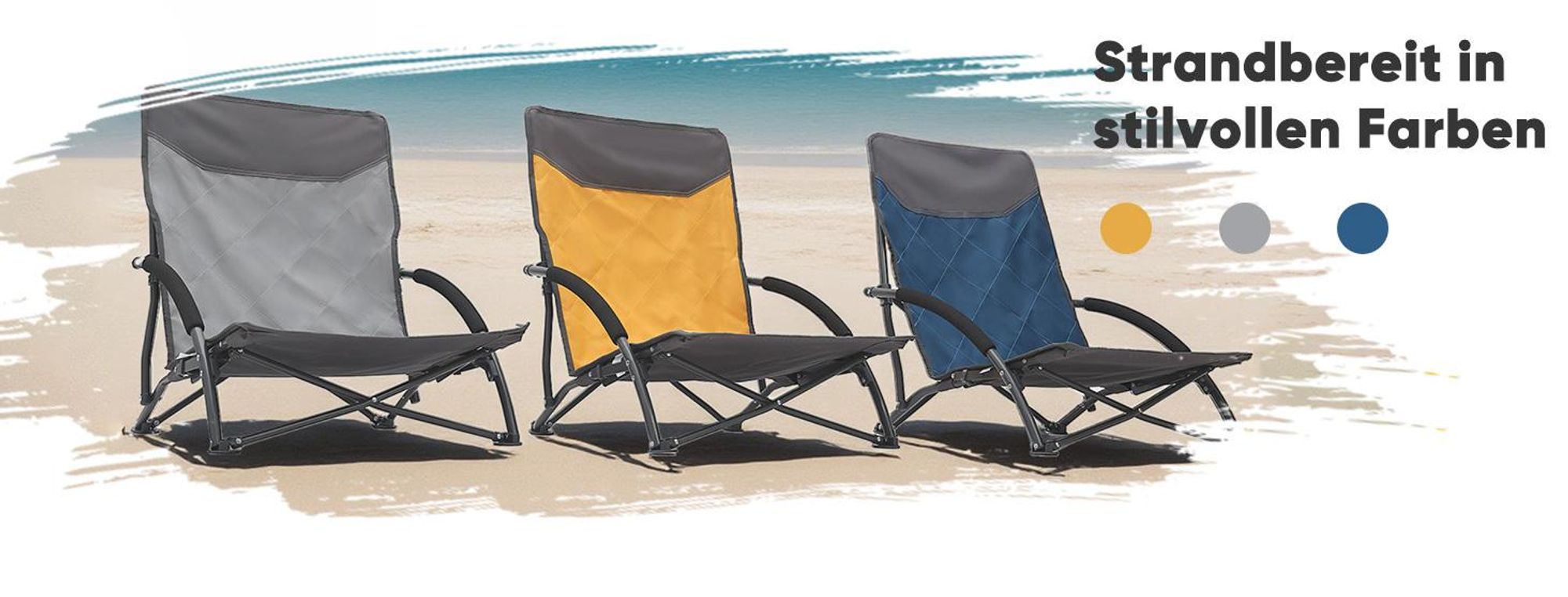 Sekey Strandstuhl Faltbar Campingstuhl Leicht Faltstuhl Sonnenstuhl Klappstuhl, Gelb