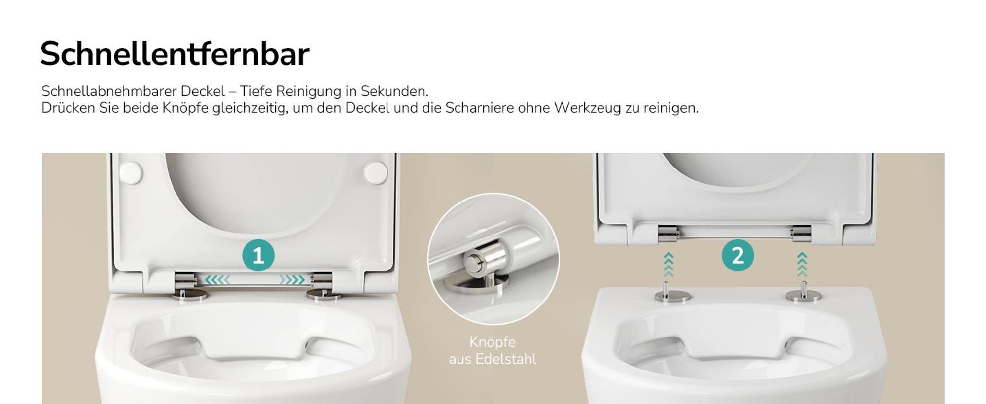 EMKE Hänge-WC spülrandlos Keramik Wassersparend Wandmontage Toilette mit Direktspülung Doppel-Loch-Gegenspülung Soft-Close Deckel Glänzendweiß