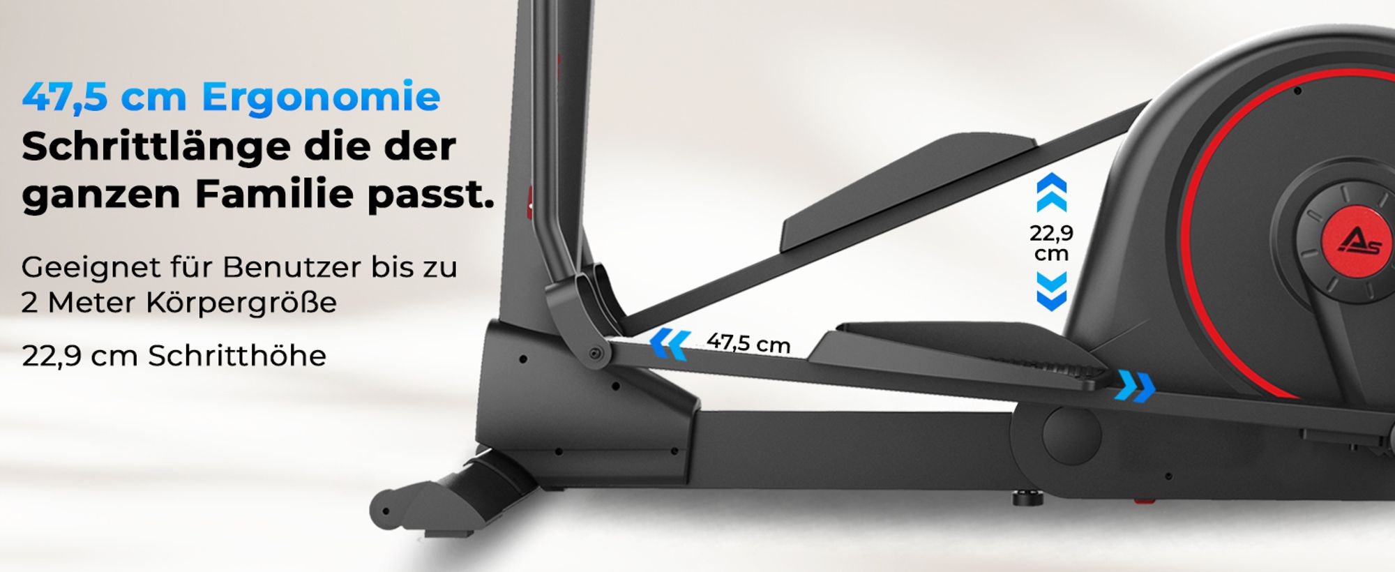 Crosstrainer klappbar AsVIVA C29 Pro Heimtrainer mit Ergometer 16 kg Schwungmasse Bluetooth HCR leise für Zuhause