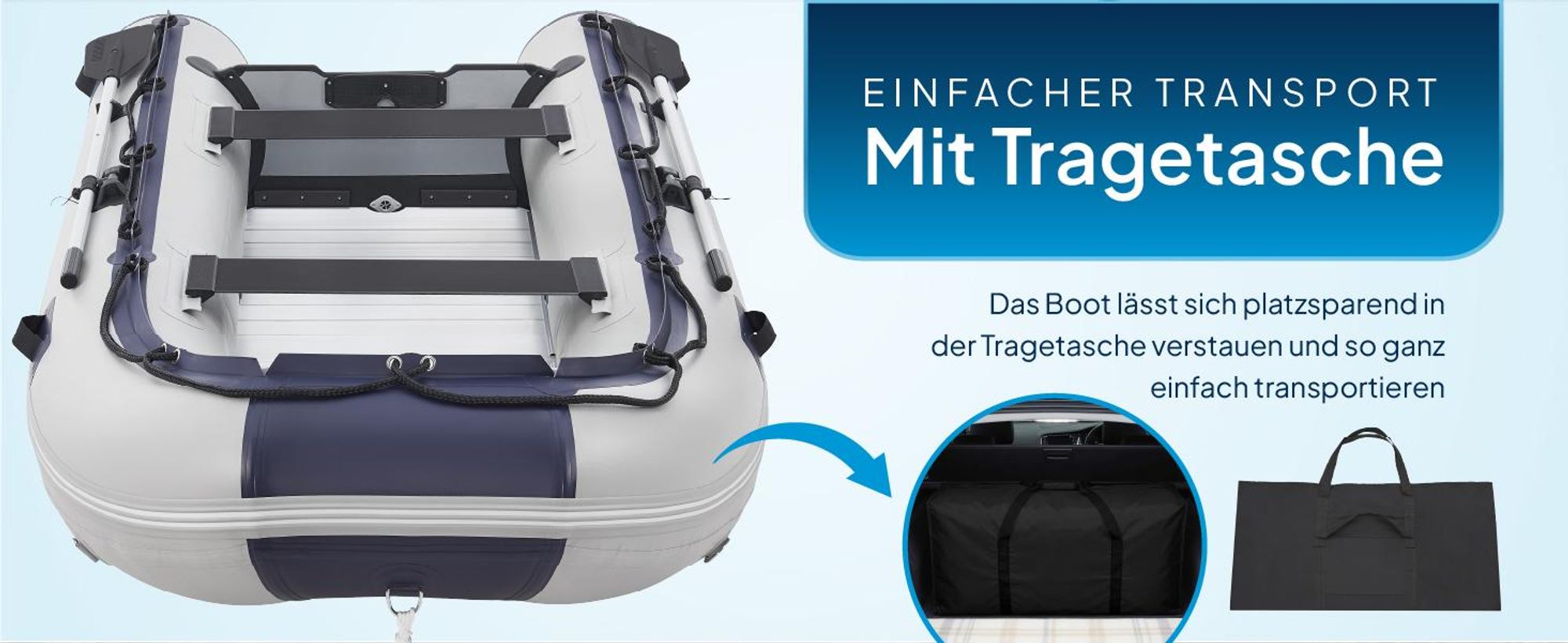 ArtSport Schlauchboot 3,20 m für 4 Personen mit 2 Sitzbänke & Aluboden – Paddelboot mit Paddel, Pumpe, Tasche & Reparaturset – Angelboot aufblasbar
