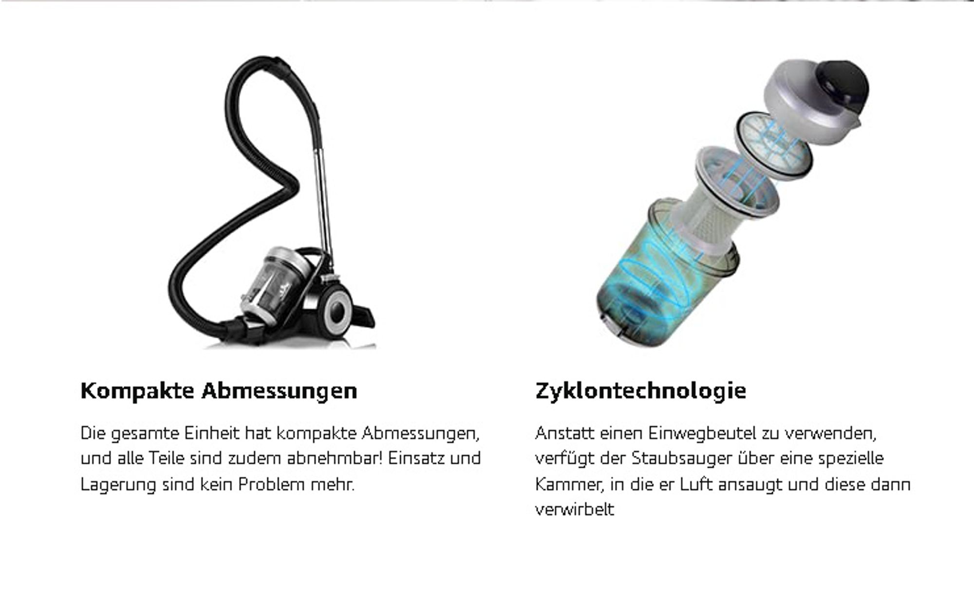 Staubsauger Zyklonsauger mit HEPA-Filtern beutellos