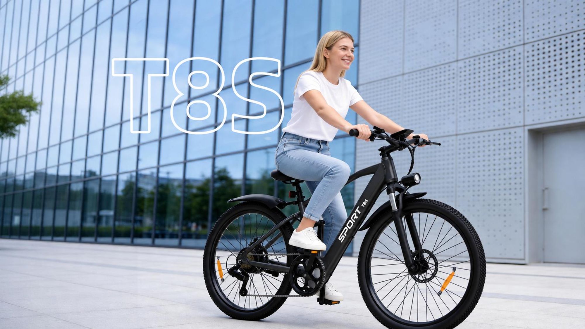 PiXELPiLOT T8S E Bike, Trekking E-Bikes Doppelte Federung, 250W Pedelec, 48V 8Ah Akku, Shimano 7-Gang, LED-Licht, LCD Display