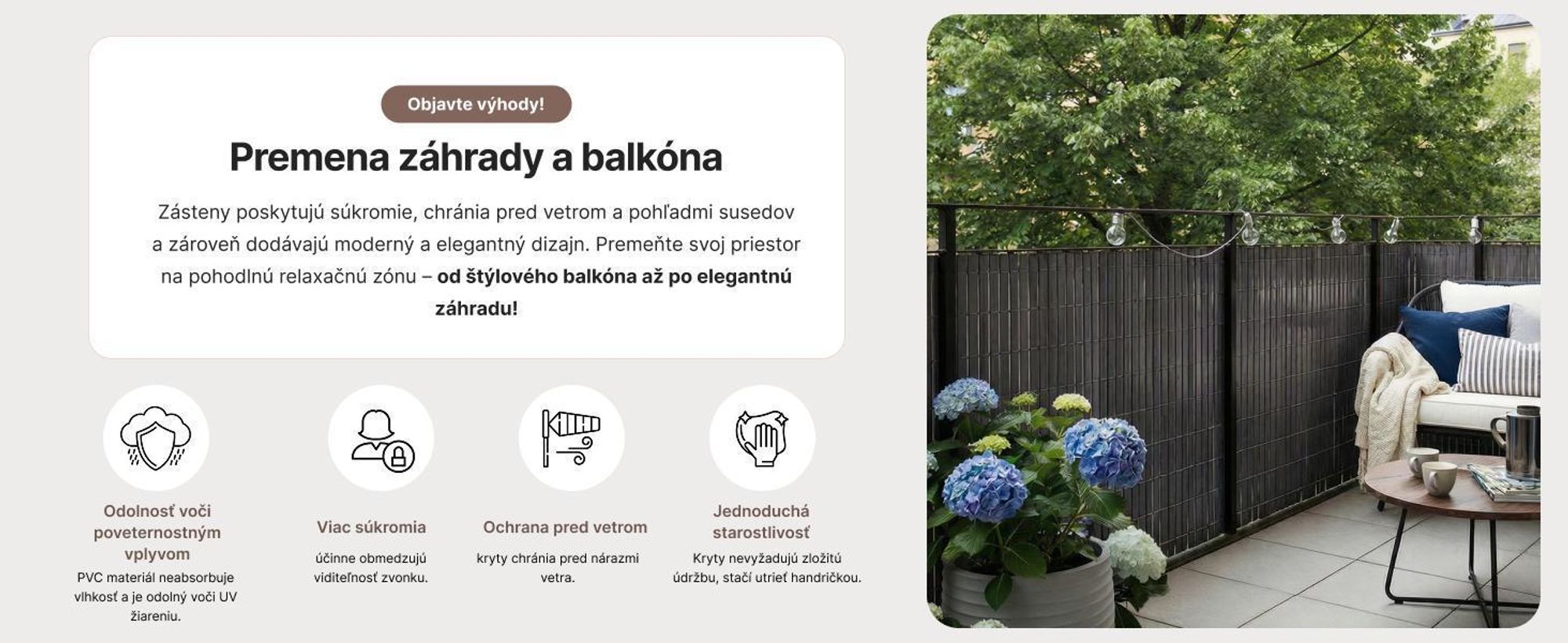Zástena Balkón, Terasu, Záhradu, PVC, Mazovia 100x300 cm Hnedá, Odolná Voči Vetru, Poveternostným Vplyvom a UV Žiareniu, Bez Vŕtania Zástenová Rohož