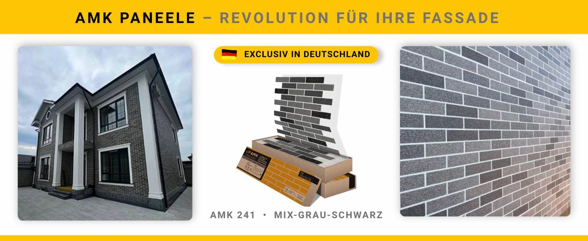 AMK Fassadenpaneele 241 Mix-grau-schwarz – fertiges Objekt