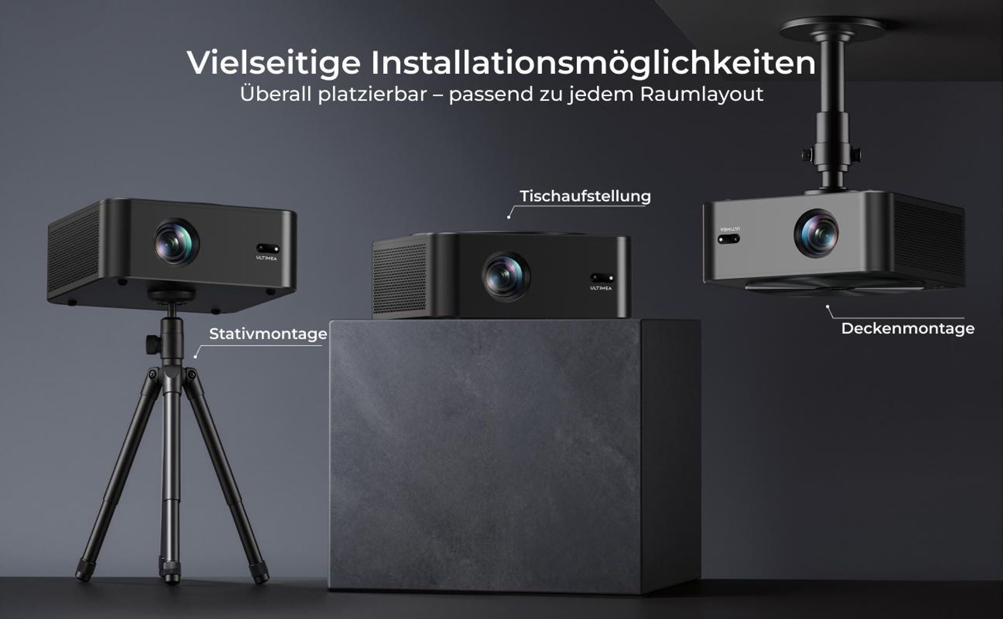 Ultimea Apollo-P40 Beamer 4K unterstützter, Aktualisierte Version mit Hindernisvermeidung 700 ANSI, intelligenter Bildschirmausrichtung,