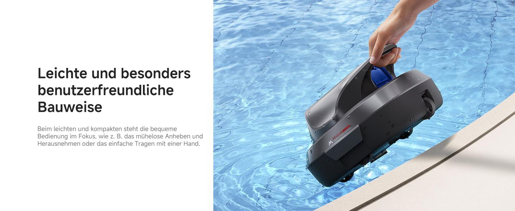 MOVA Diver R10 Poolroboter kabellos, 5700 l/h Saugleistung, 120 Min Laufzeit, automatisches Parken, für oberirdische Pools bis 80 m²