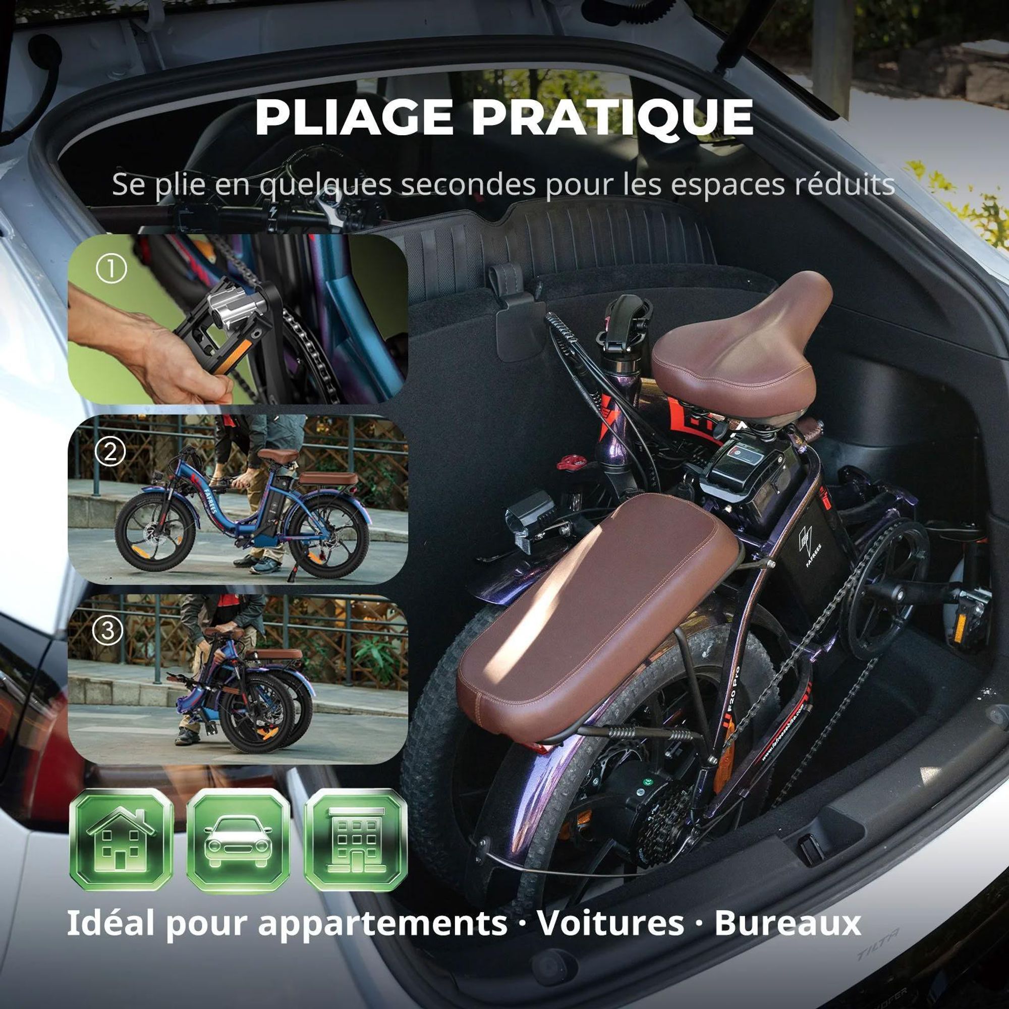 Vélo Électrique FAFREES F20 Pro - Moteur 250W Batterie 36V20Ah 20'' Pneus Freins À Disque Mécaniques - Bleu Aurore