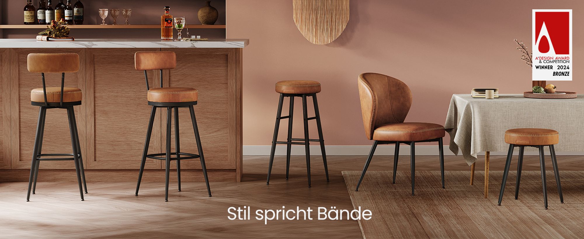 VASAGLE EKHO Kollektion - 360° drehbarer Barhocker, 2er Set, Hocker mit Rückenlehne für Bartisch