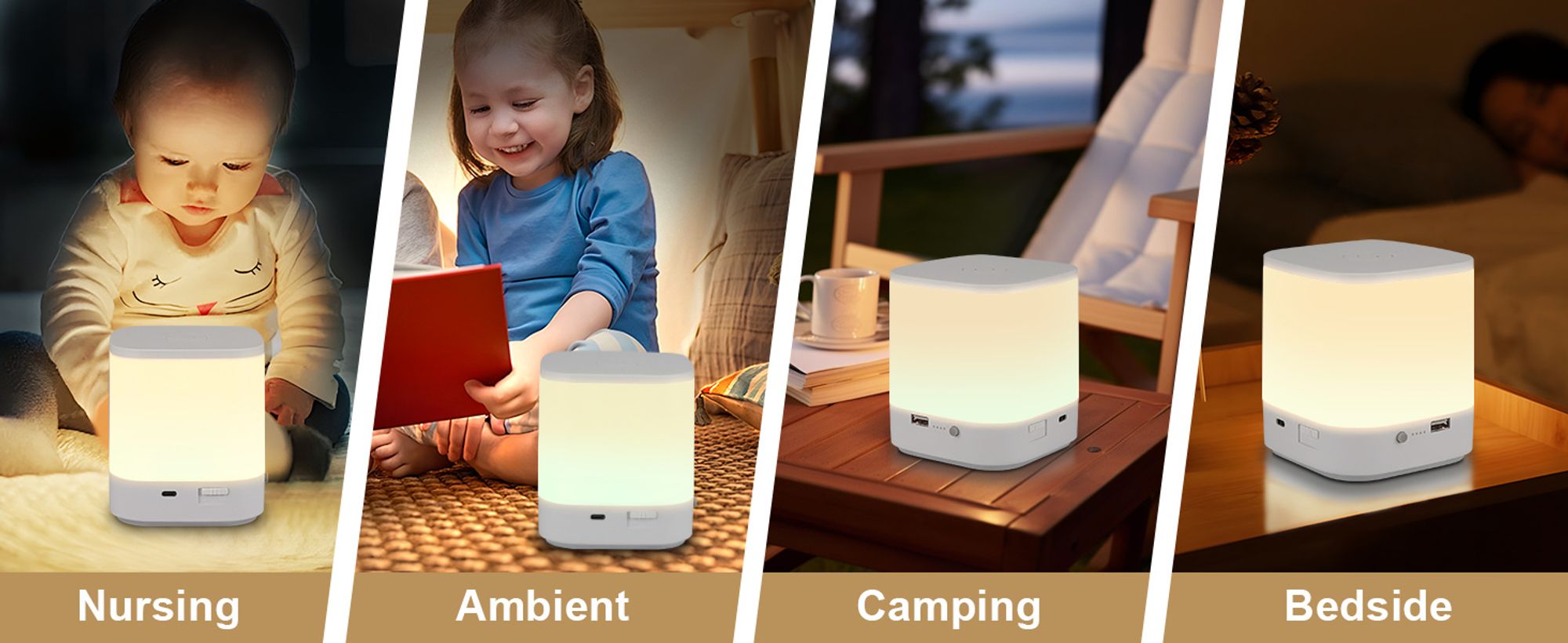 ZMH LED Nachttischlampe 2ER Nachtlicht Kabellos mit 3 Farbtemperaturen Akku Tischlampe Touch Dimmbar  3600mAH USB Aufladbar Weiß Timing Funktion