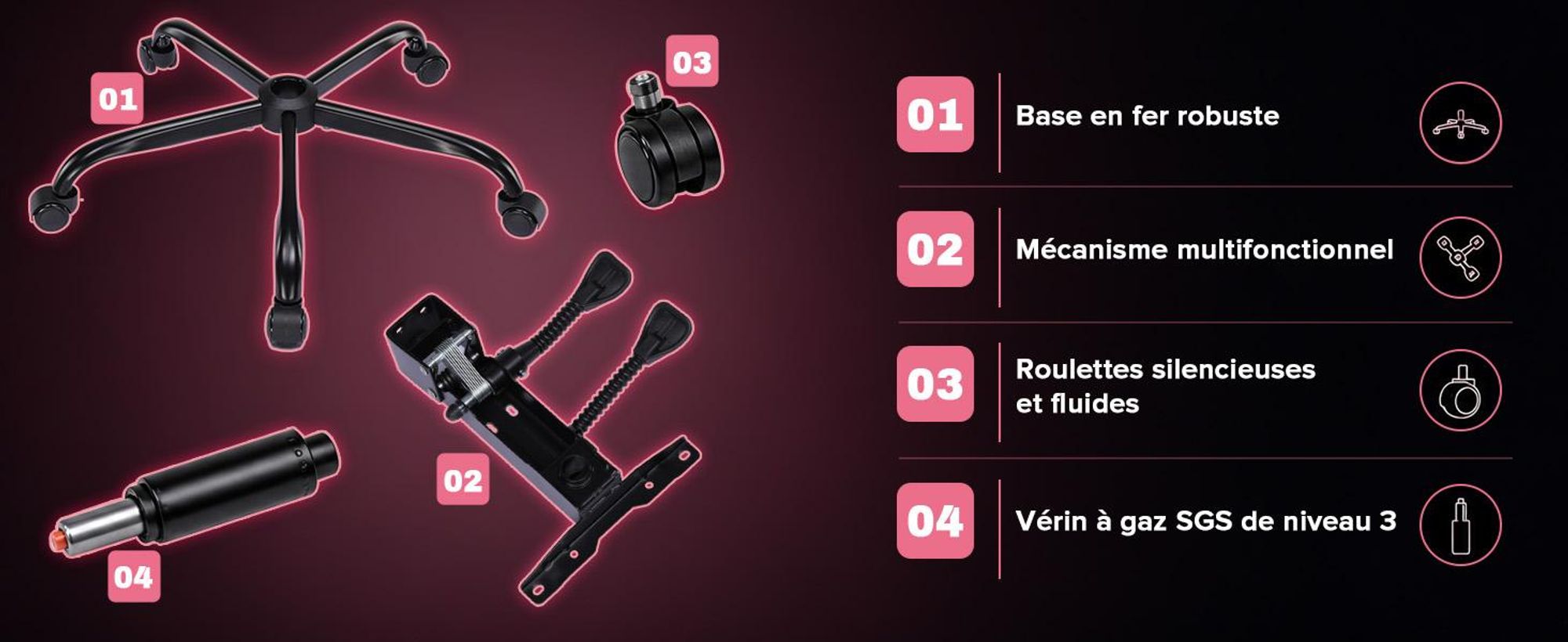 Chaise de gaming GTPLAYER, chaise de bureau, fauteuil de jeu avec repose-pieds, chaise de gamer ergonomique avec accoudoirs connectés, chaise de bureau réglable en hauteur