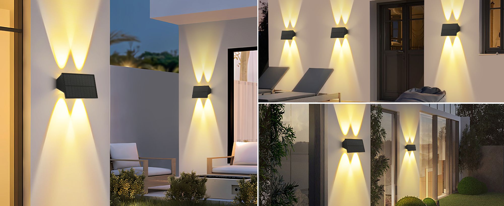ZMH Solarlampen für Außen 4ER Solar Wandleuchte Aussen Wand Außenwandleuchten Aussenleuchte Warmweiß solarwandleuchten Wasserdichte Wandleuchte Up and Down solarleuchte für Zaun Terrasse Balkon