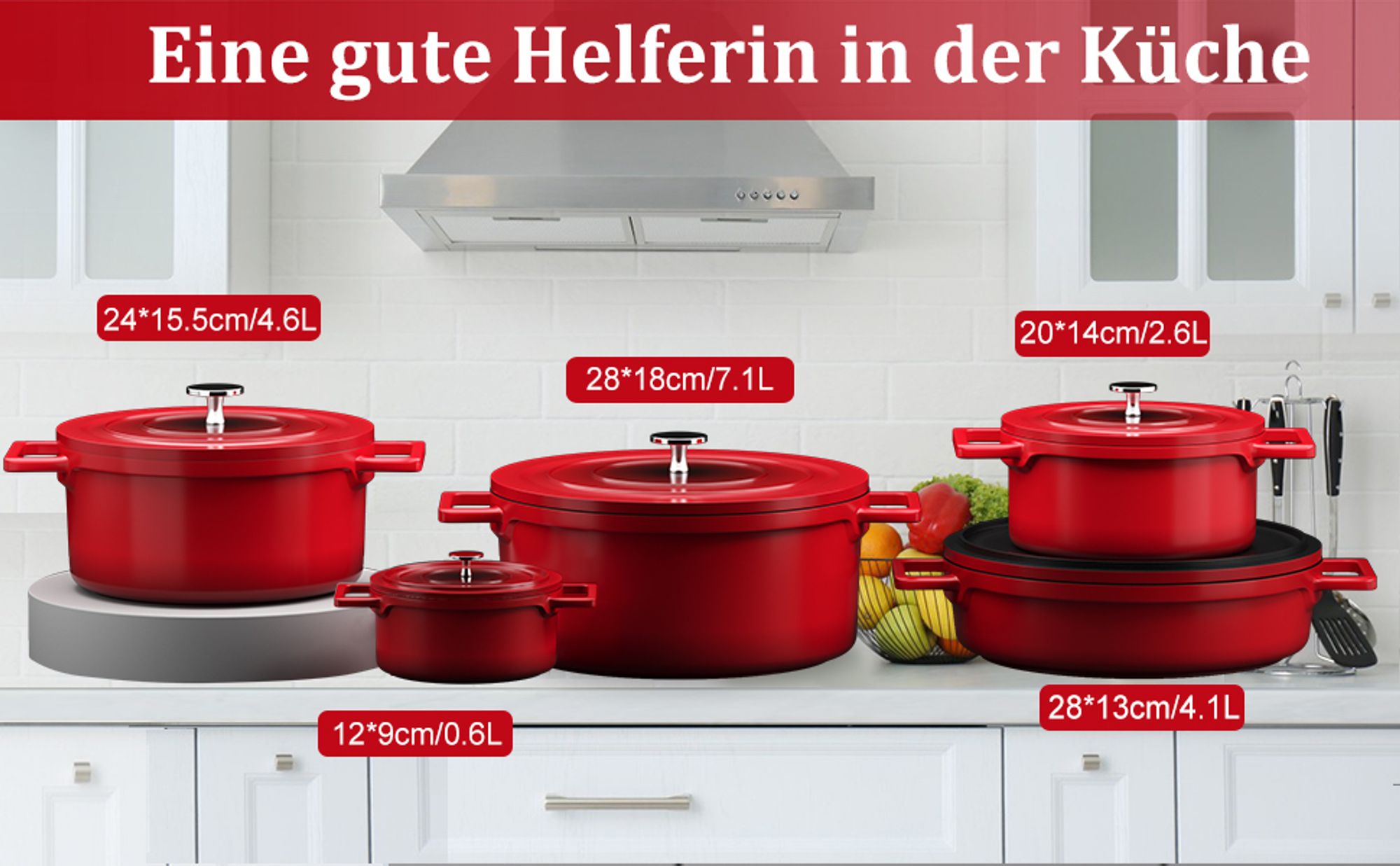Homelux 20cm Topf Induktions Kochtöpfe mit Deckel, Antihaftbeschichtung, 2,6L Suppentöpfe aus Aluminium für alle Herdarten(H-KC20)