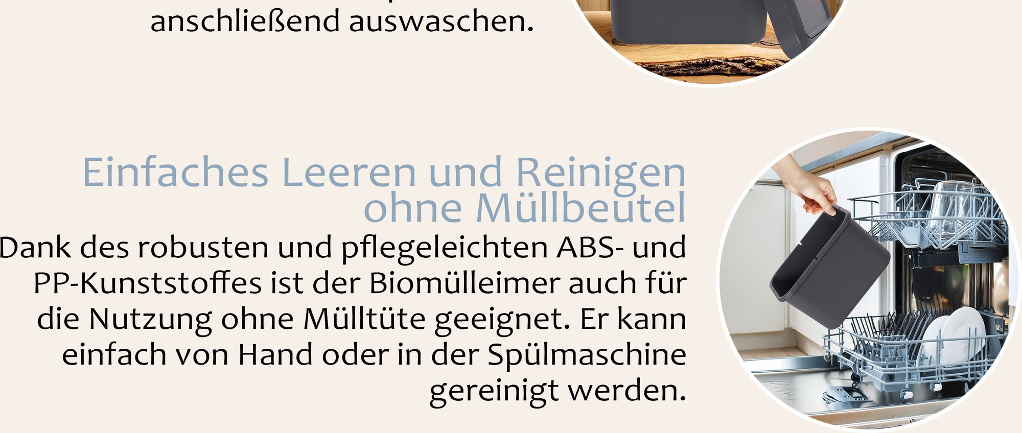 ONVAYA® Komposteimer für die Küche ǀ Anthrazit ǀ geruchsdicht ǀ spülmaschinengeeignet ǀ für Arbeitsplatte und Küchentisch ǀ 5 Liter Fassungsvermögen ǀ Druckknopf ǀ Biomülleimer mit Deckel