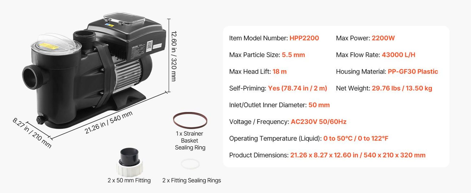 VEVOR Variabler Geschwindigkeits-Poolpumpe, 1650W, AC 220-240V, 33.000 L/H, In-/Über-Boden-Poolpumpe mit Filterkorb, Leistungsstarke Selbstansaugung, Programmierbarer Timer, für eingelassene und aufgestellte Schwimmbecken