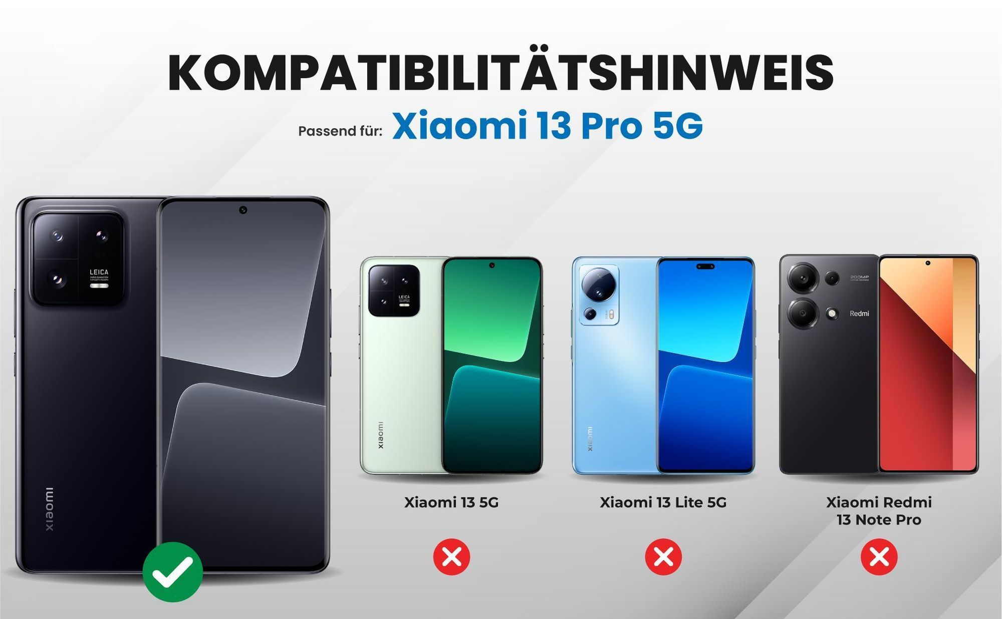 Kompatibilitätshinweise Hülle für Xiaomi 13 5G
