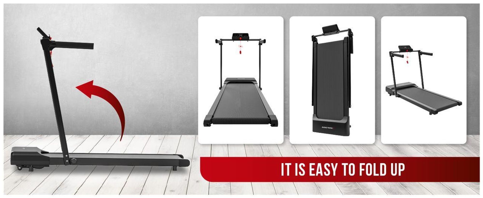 Walden F2800 Elektrisches Laufband Klappbar 10 kmh Heimtrainer mit 12 Programmen LCD Display und Transportrollen Platzsparendes Walking Pad Schwarz