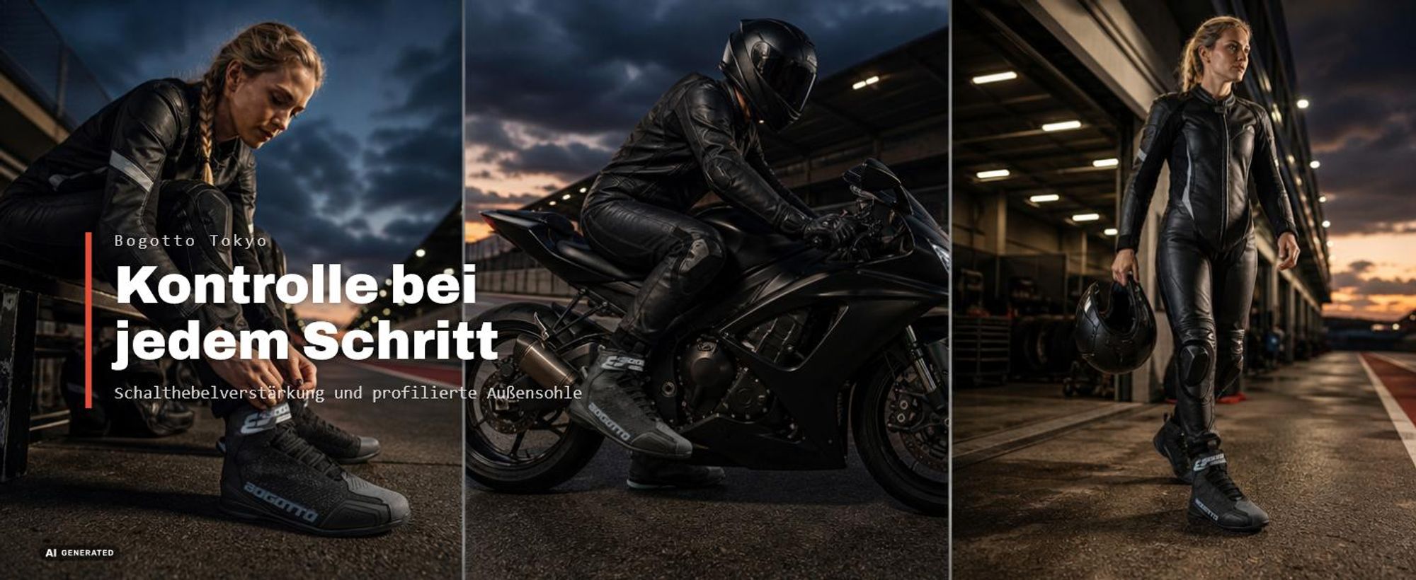 Bogotto Tokyo perforierte Motorrad Schuhe, schwarz/weiß/rot, 45