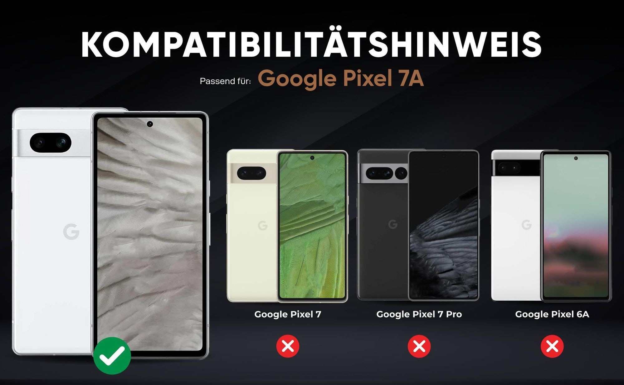 Kompatibilitätshinweise Hülle für Google Pixel 7a