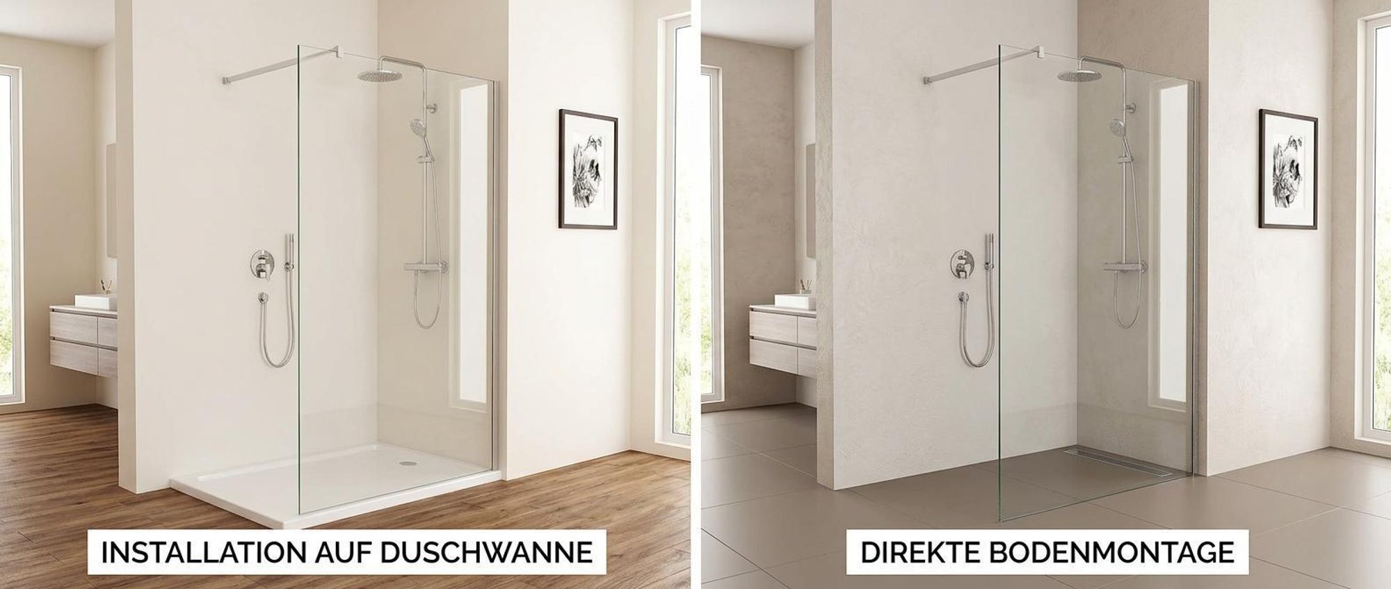 Duschabtrennung Walk in Dusche 100 x 195cm Duschwand Duschtrennwand 8mm ESG NANO klares Glas CD