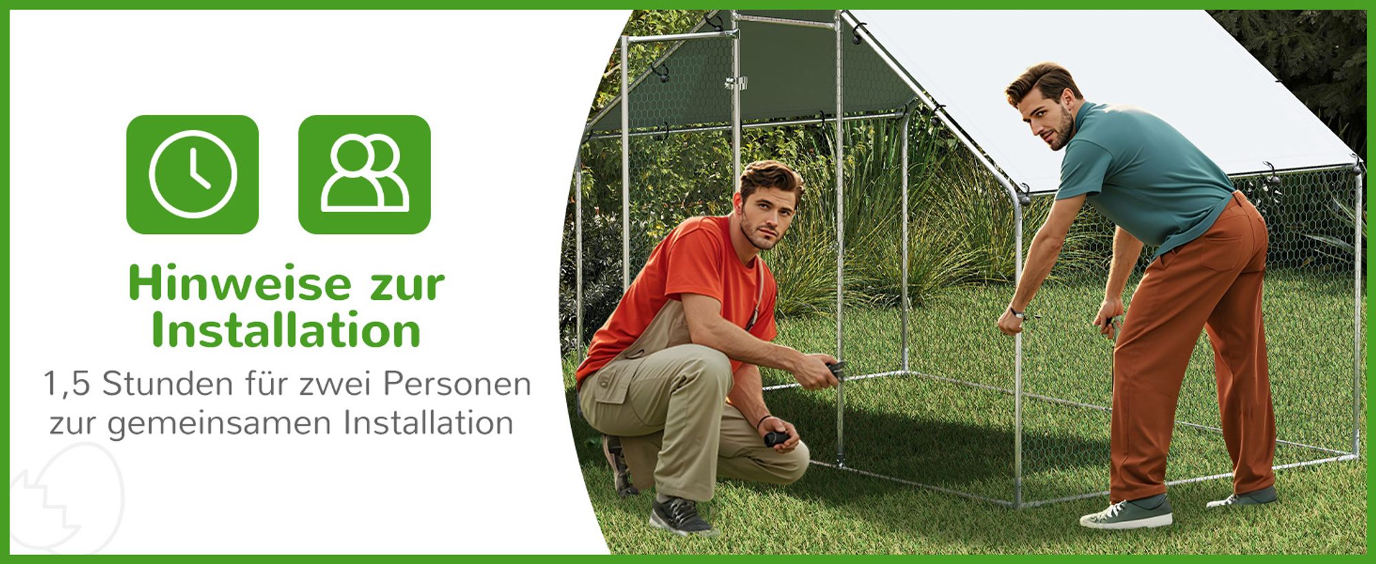 PawHut Hühnerstall Freilaufgehege 3x1,7x1,9 m mit Schloss Dach Verzinkter Stahl