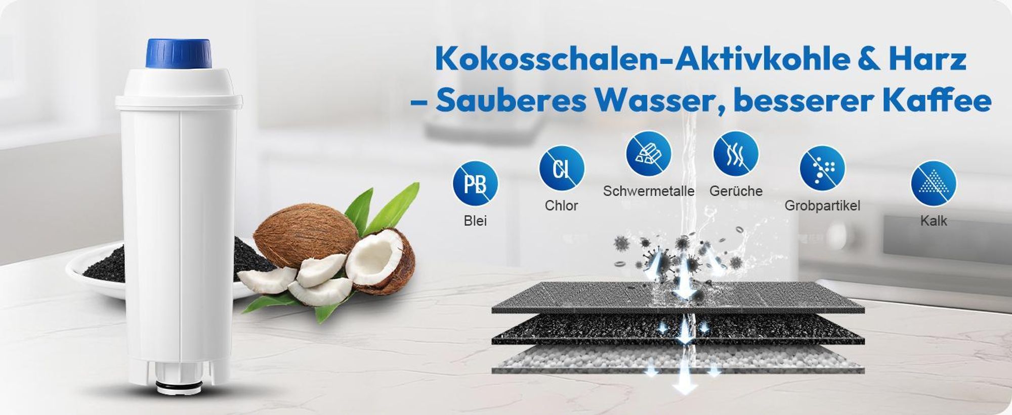 10er Pack Wasserfilter für Delonghi Kaffeemaschinen DLSC002, SER3017 & 5513292811 - Kompatibel mit De Longhi, ECAM, ESAM, ETAM, BCO, EC-Serie