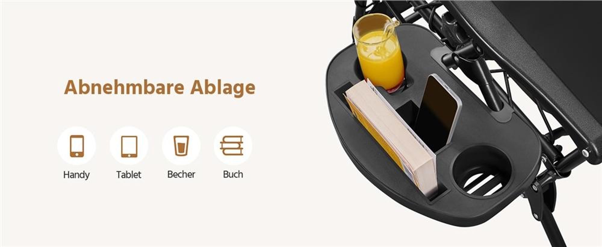Yaheetech 3-tlg. Liegestuhl Set, inkl. 1 Beistelltisch & 2 klappbare Gartenliegen, mit Nackenkissen & Becherhalter & verstellbarer Rückenlehne