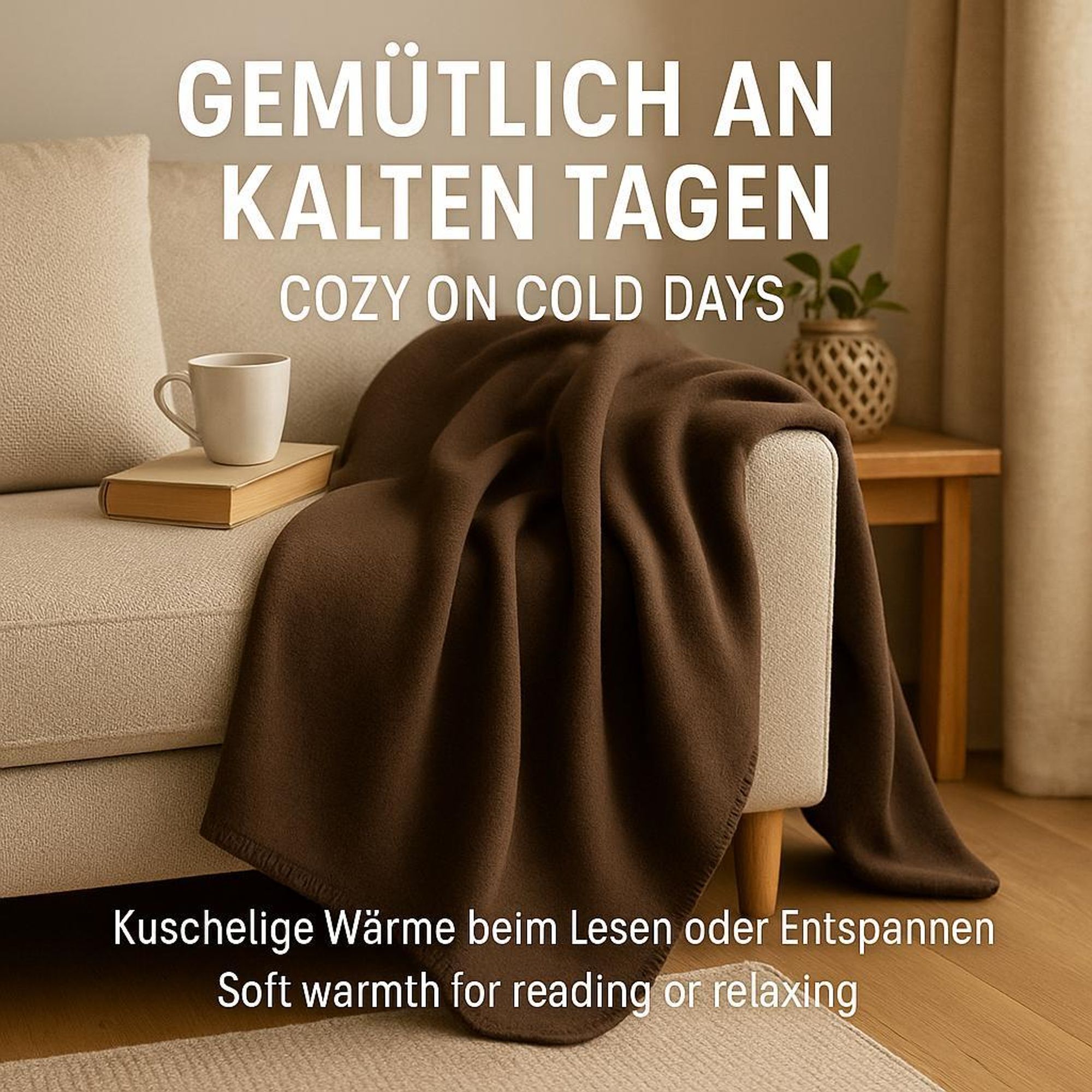 Betz Fleecedecke 130x170 cm 180g/m² – Wohndecke & Kuscheldecke – Flauschige Sofadecke als Tagesdecke – Leicht, wärmend & pflegeleicht – Farbe Braun