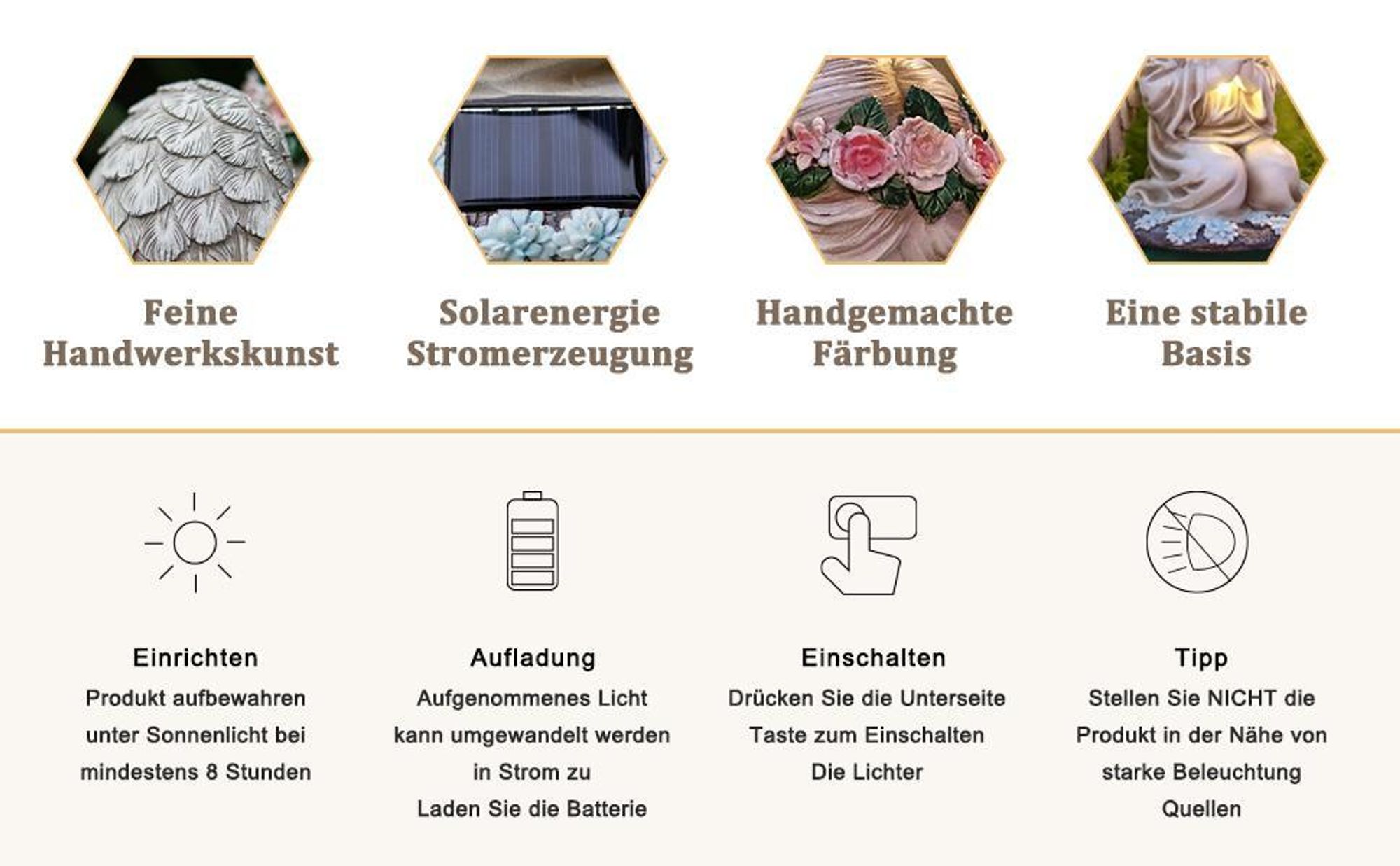 Grabschmuck, Solar Engel Gartenfiguren, Gartenstatuen, Engel für Grab, Grabengel, Solarleuchte, Solarlampe, Grablicht, Wetterfest Wasserdicht