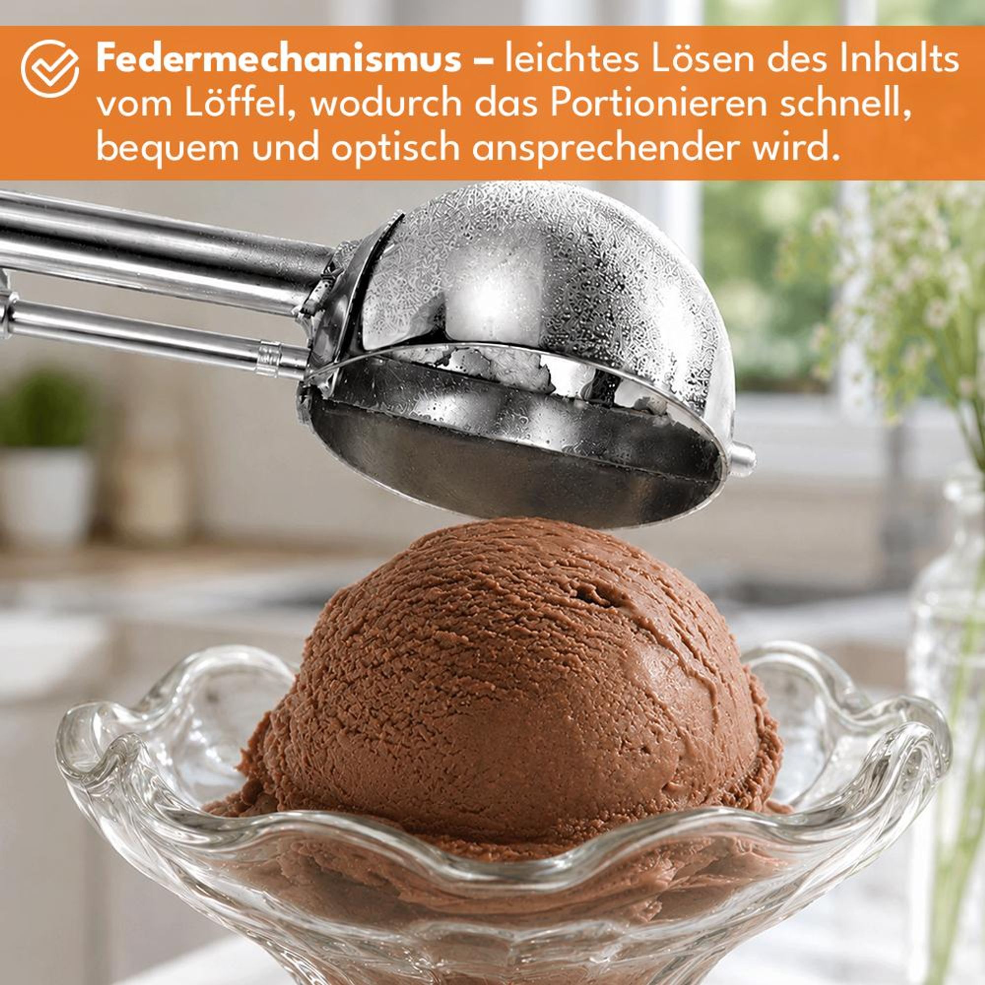 KRUMAD Eisportionierer Edelstahl mit Auslöser, Eislöffel für Eiscreme und Keksteig, Eiskugelformer mit Federmechanismus