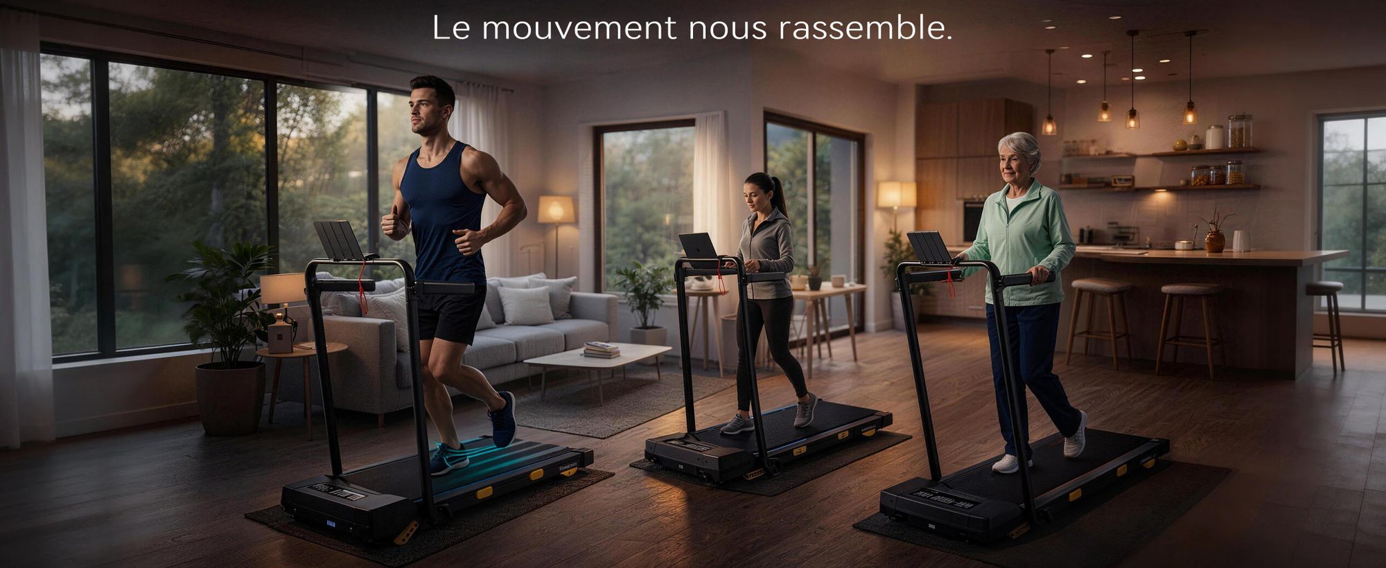 FunLife F4 Tapis de course pliable, Walking Pad 4-en-1 avec inclinaison de 7 %, silencieux pour la maison et le bureau, adapté aux sen, bleu