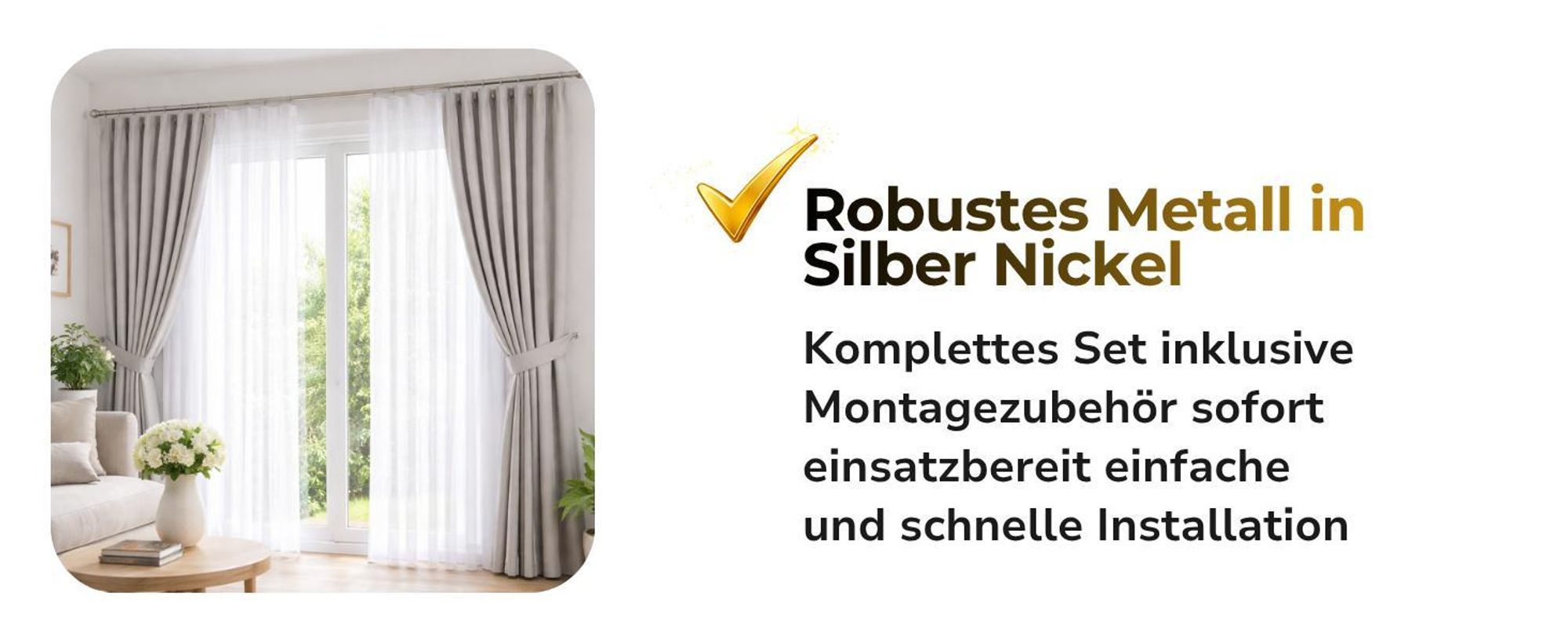 LOFT Doppelte Gardinenstange 19 mm 140 cm Silber Nickel Industrial Stil Vorhangstange 2-läufig Komplettset mit Halterungen Ringen & Montagematerial