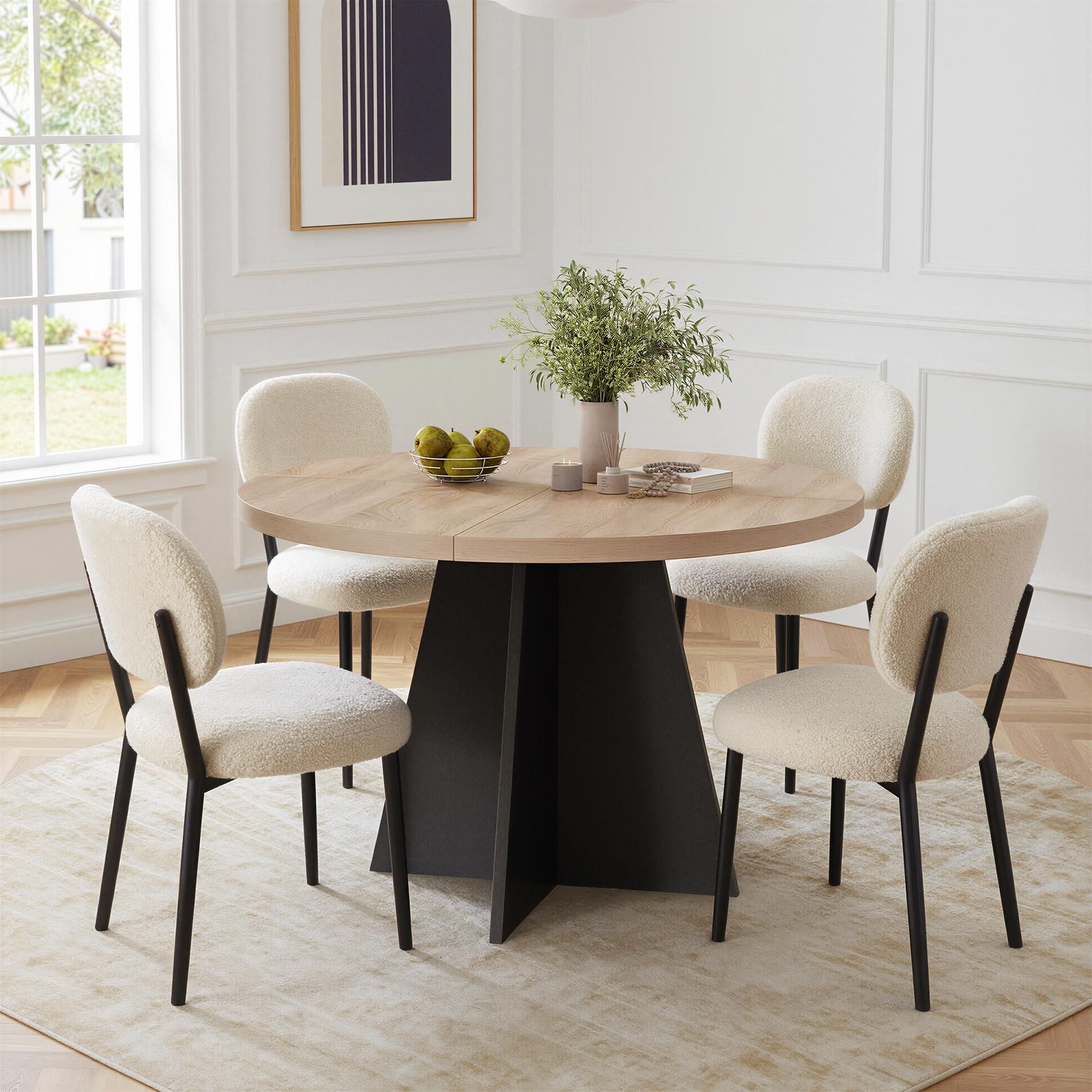 TWSOUL Esstisch Runder Esstisch 100 cm,Küchentisch mit verstärkter Tischplatte kratz- & wasserfest, modernes Design, für Esszimmer & Küche