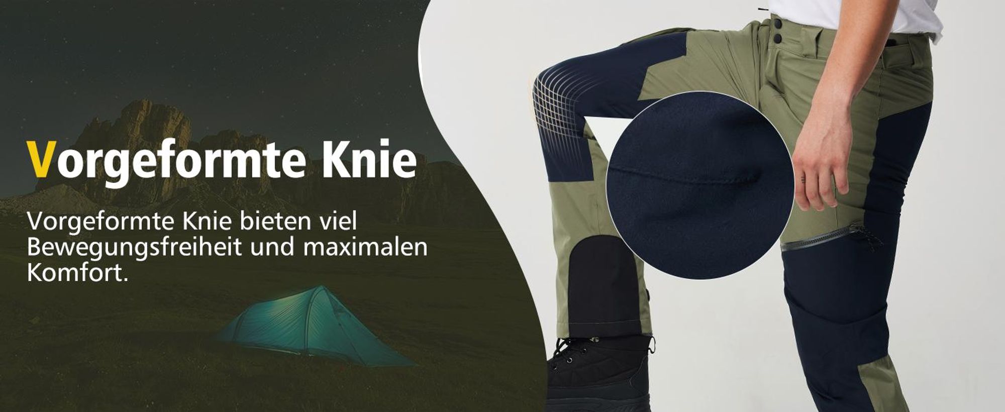 ATLASLAVA Hose Herren Wanderhose Wasserdicht Trekkinghose Atmungsaktiv Outdoorhose Männer zum Outdoor-Aktivitäten und Außenarbeiten, grün, L