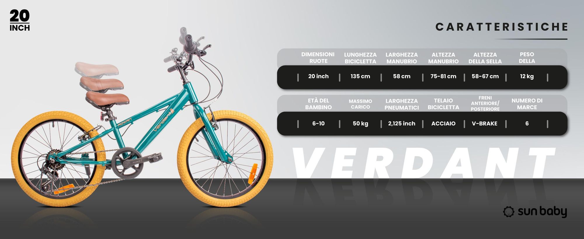 Bicicletta per bambini da 20 pollici con cambio a 6 velocità Shimano RevoShift Verdant Rowan Cappuccino