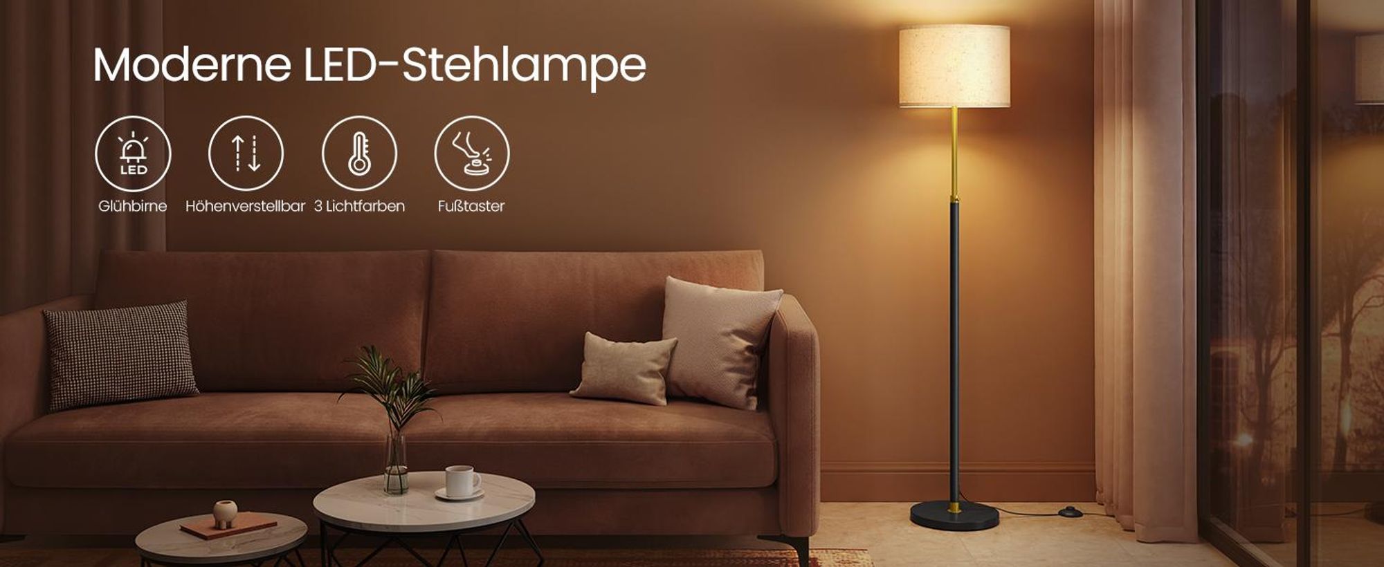 VASAGLE Stehleuchte, Standleuchte, Stehlampe, höhenverstellbare Leselampe, 140-170 cm hoch, mit Fußtaster, E27 Fassung