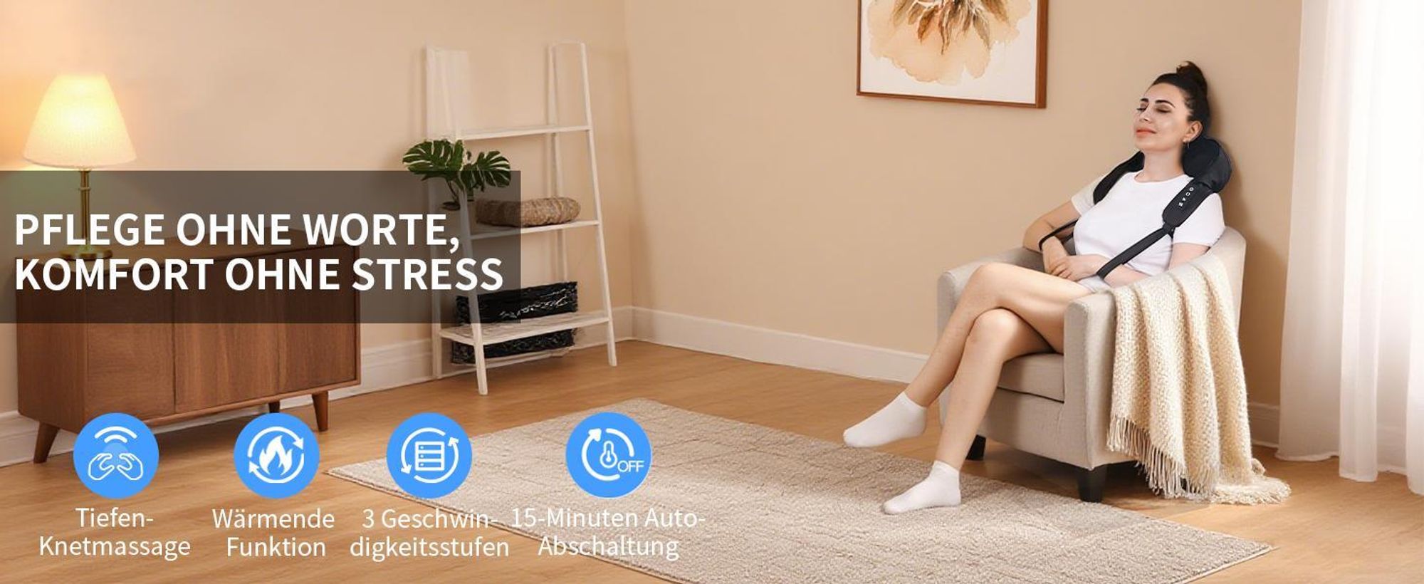 Nackenmassagegerät, Shiatsu Massagegerät, Rückenmassagegerät, Elektrisches Massagegerät mit Wärme, Schmerzlinderung, für Schulter, Rücken, Beine, Füße